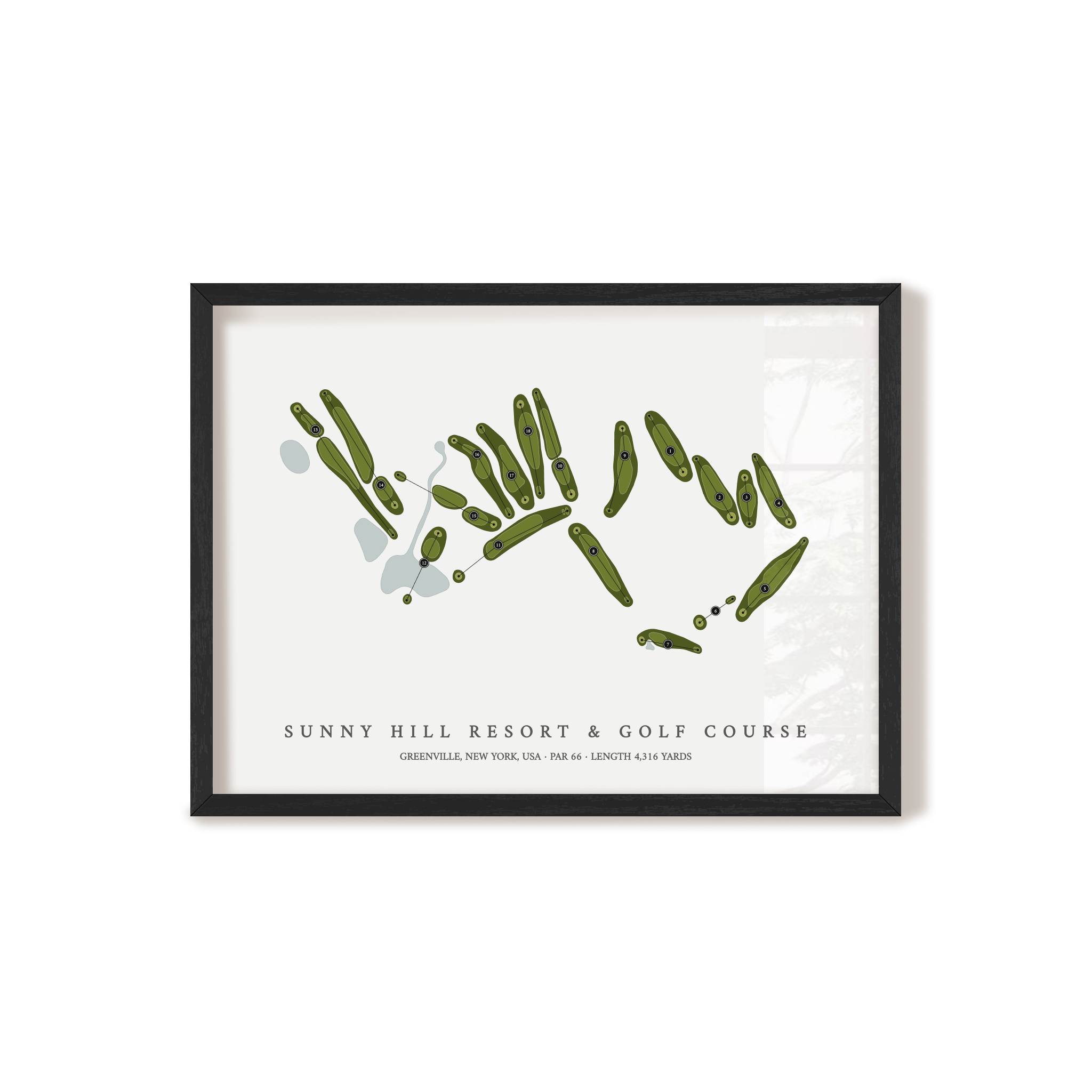 Sunny Hill Resort & Golf Course | Golf Course Map | Black Frame