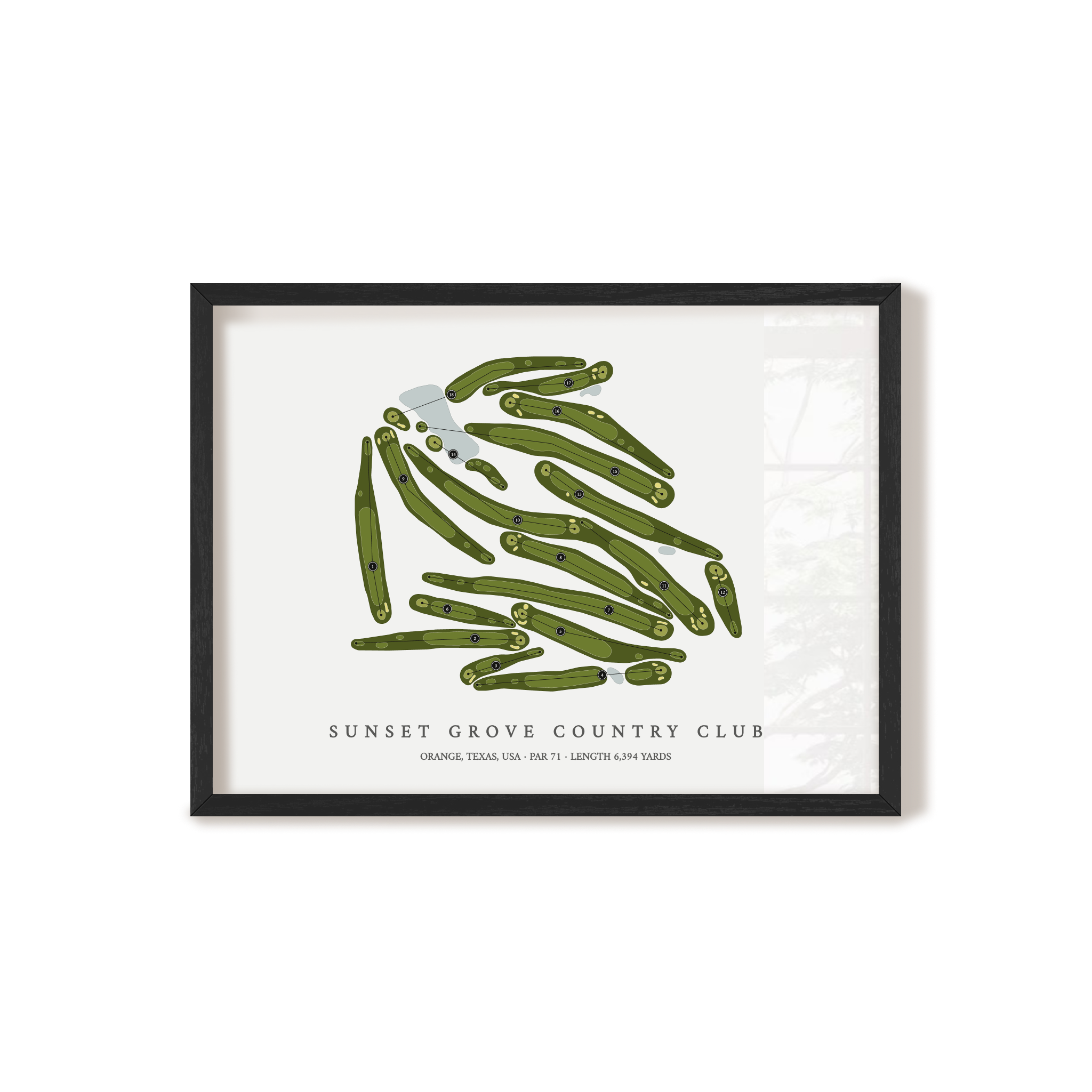 Sunset Grove Country Club | Golf Course Map | Black Frame