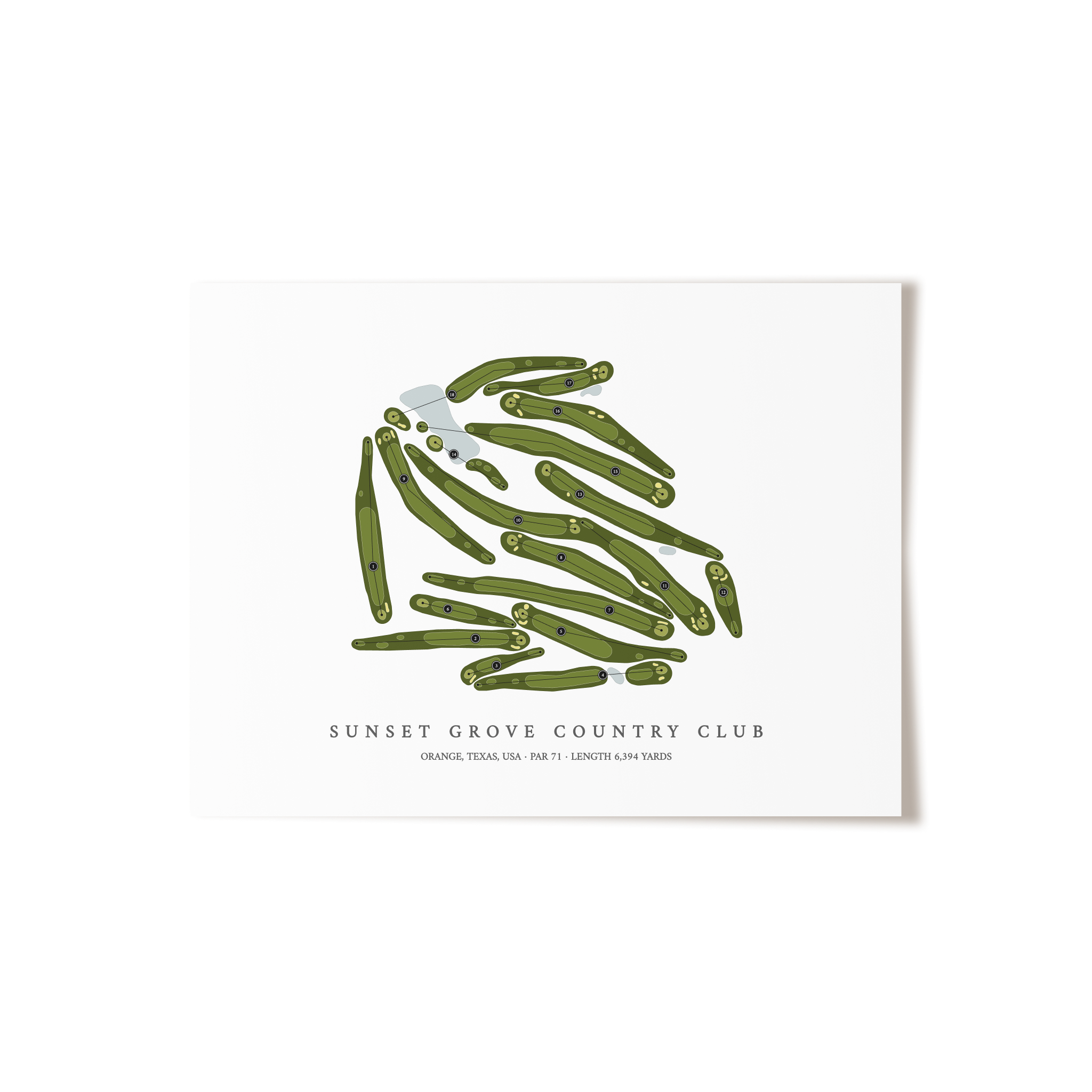 Sunset Grove Country Club | Golf Course Map | Unframed