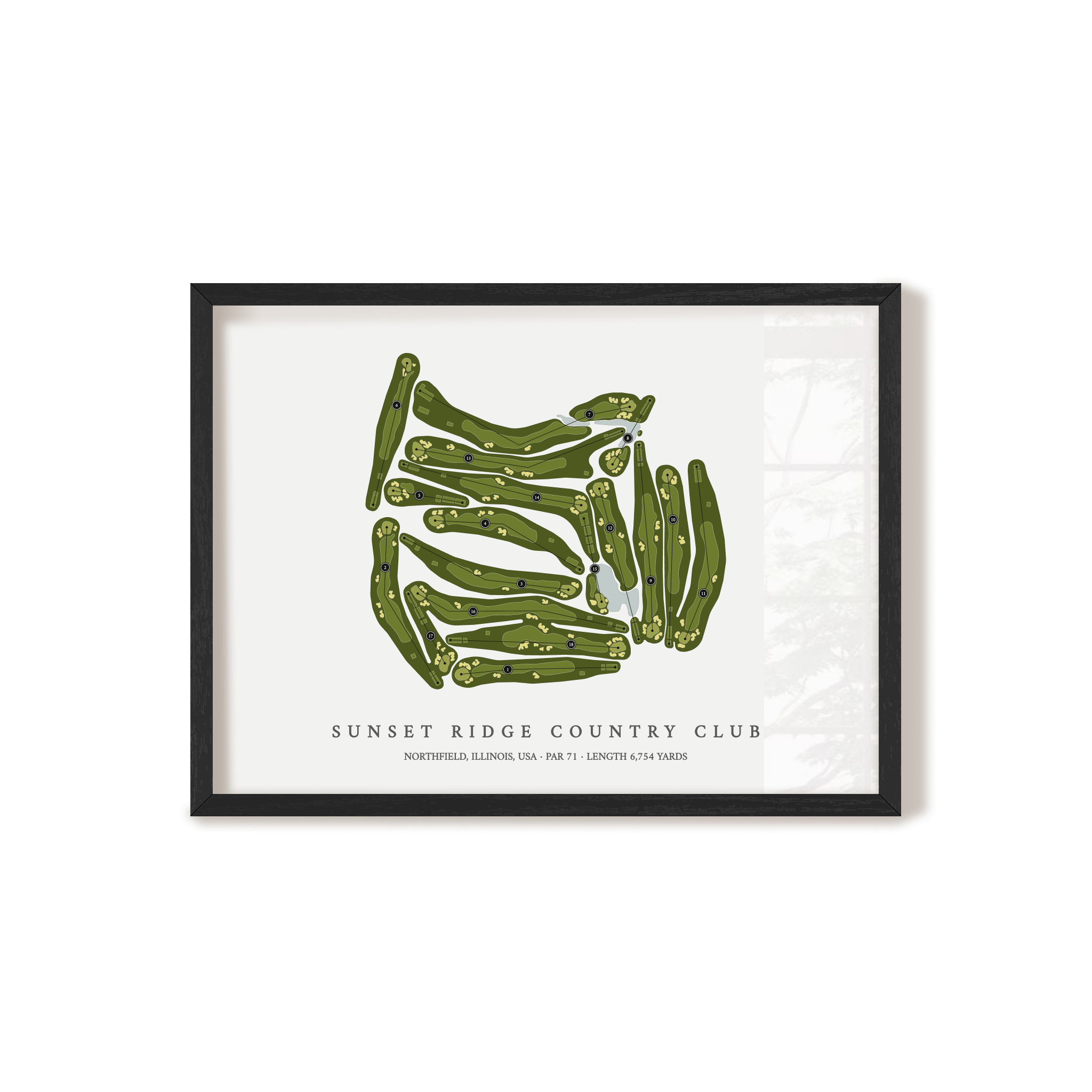 Sunset Ridge Country Club | Golf Course Print | Black Frame