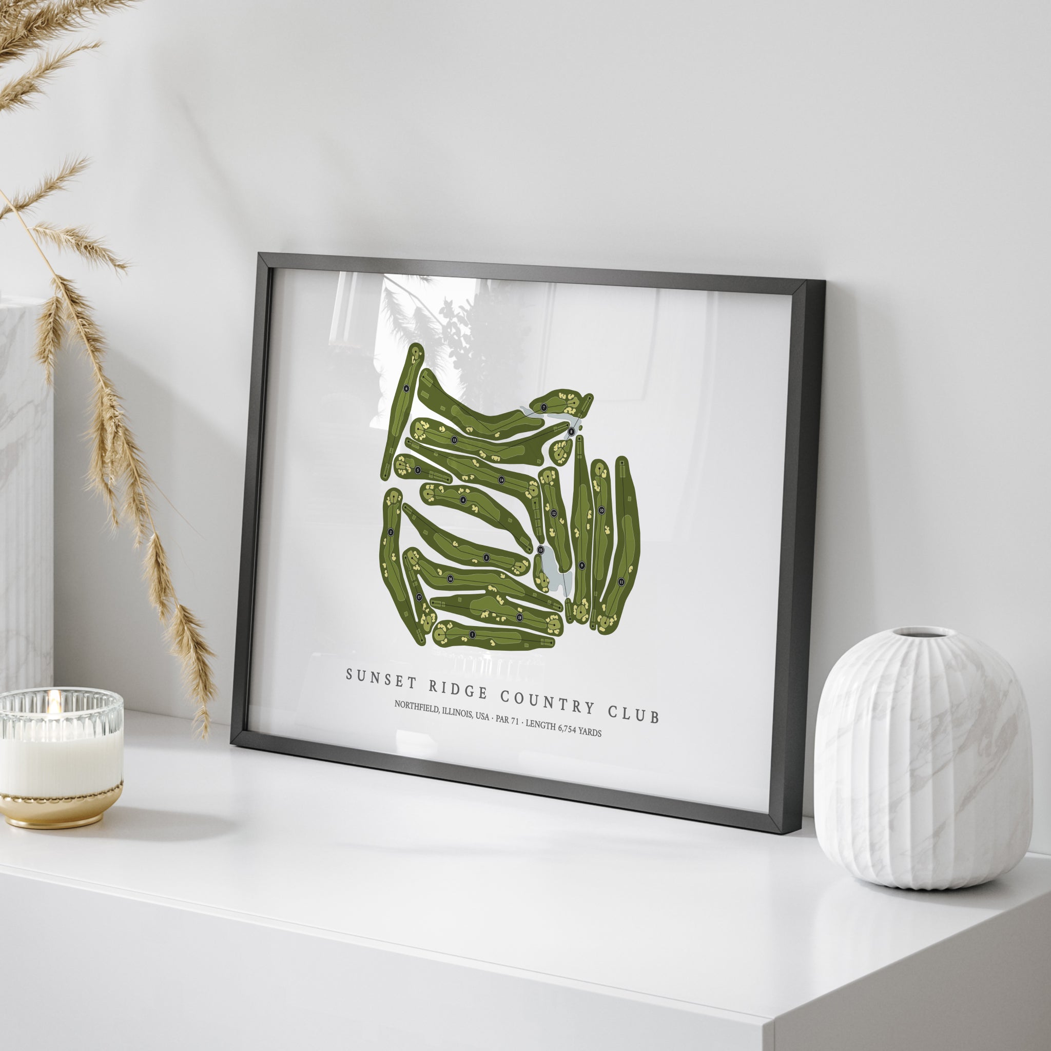 Sunset Ridge Country Club | Golf Course Print | On Table