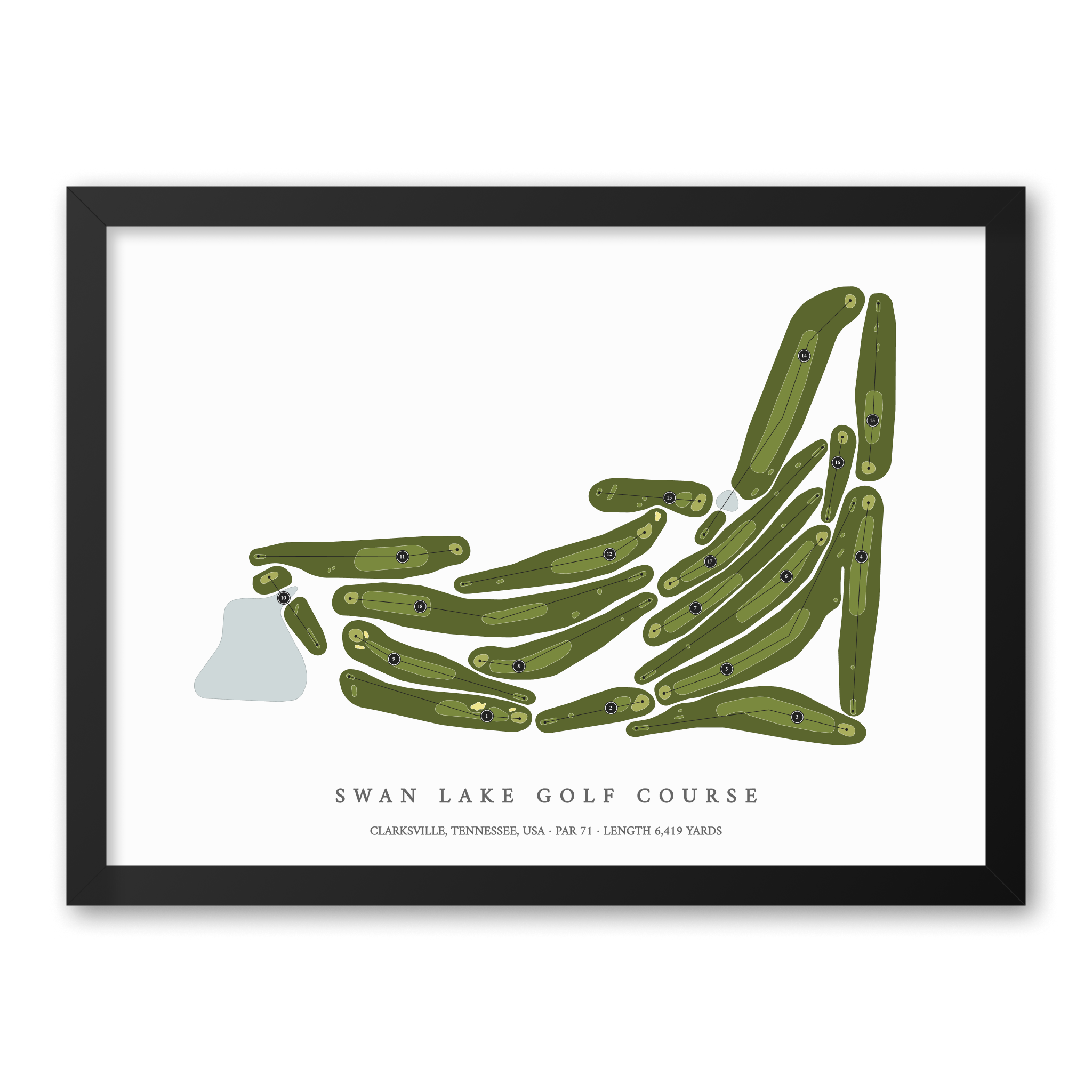 Swan Lake Golf Course | Golf Course Map | Black Frame