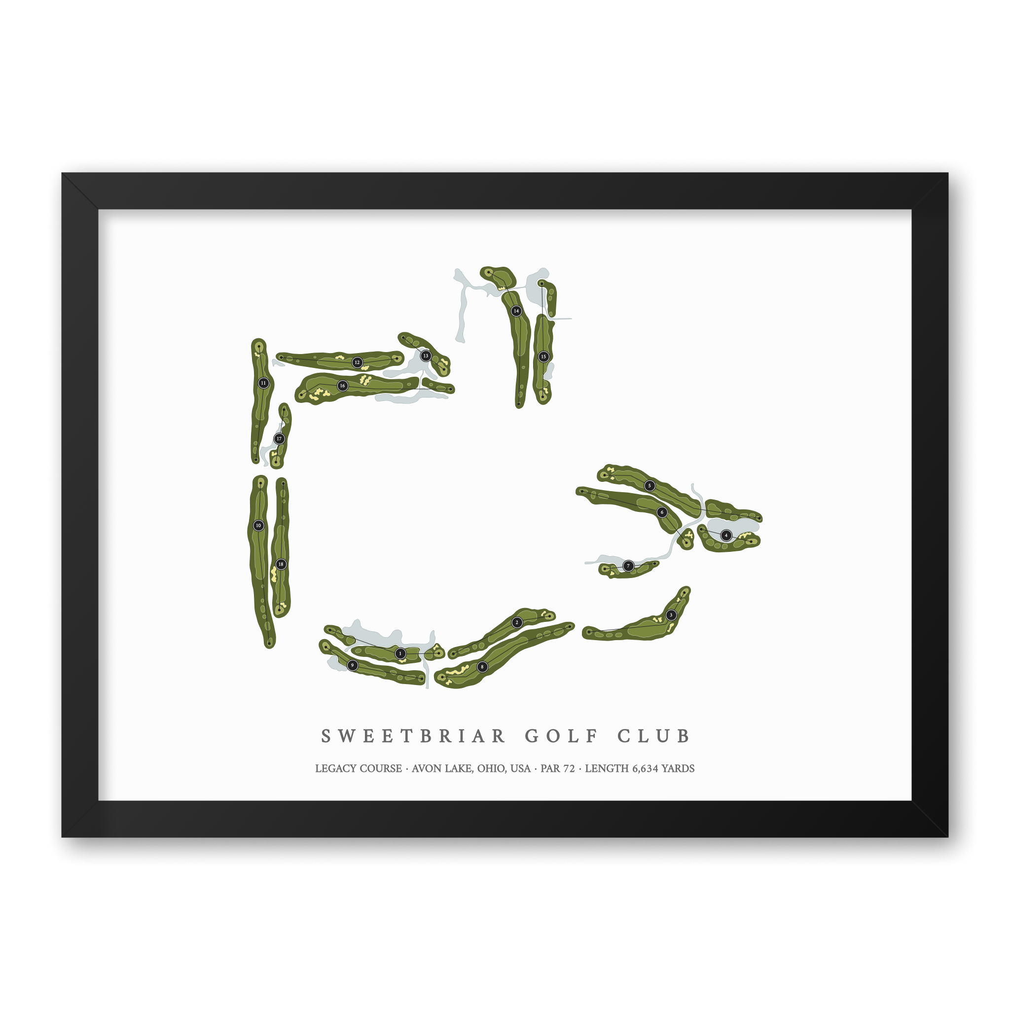 Sweetbriar Golf Club - Legacy Course | Golf Course Map | Black Frame