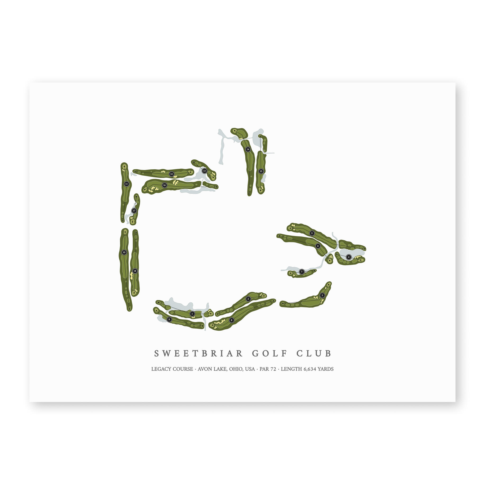 Sweetbriar Golf Club - Legacy Course | Golf Course Map | Unframed