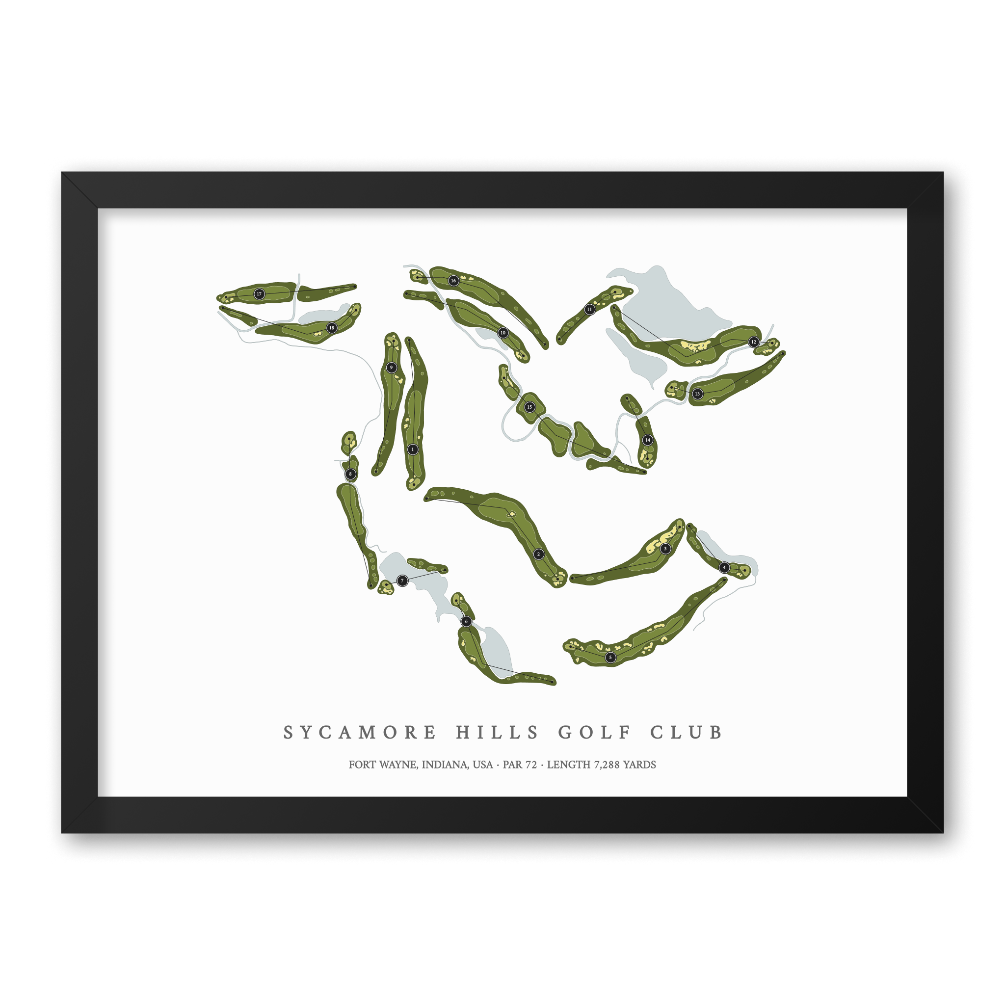 Sycamore Hills Golf Club | Heritage Style Golf Course Print | Black Frame