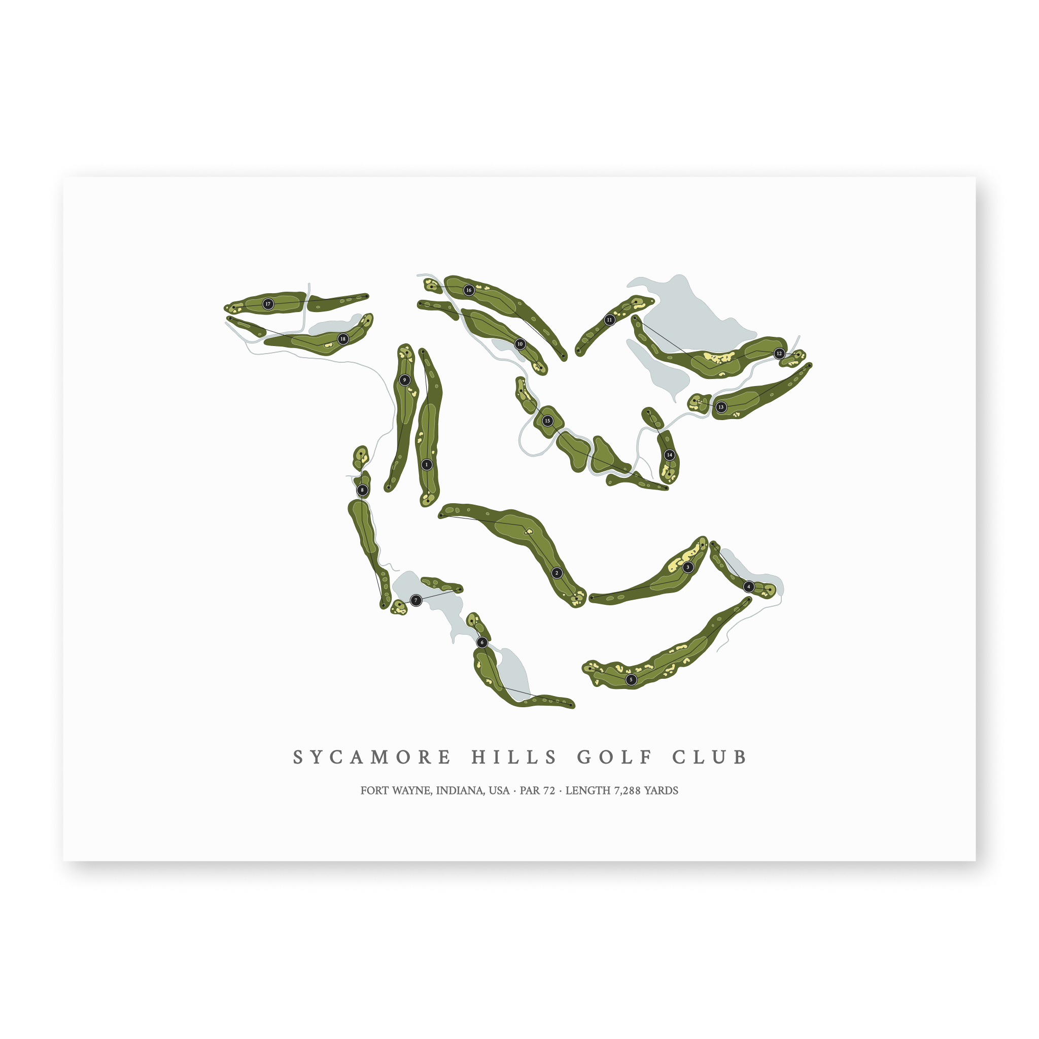 Sycamore Hills Golf Club | Heritage Style Golf Course Print | Unframed