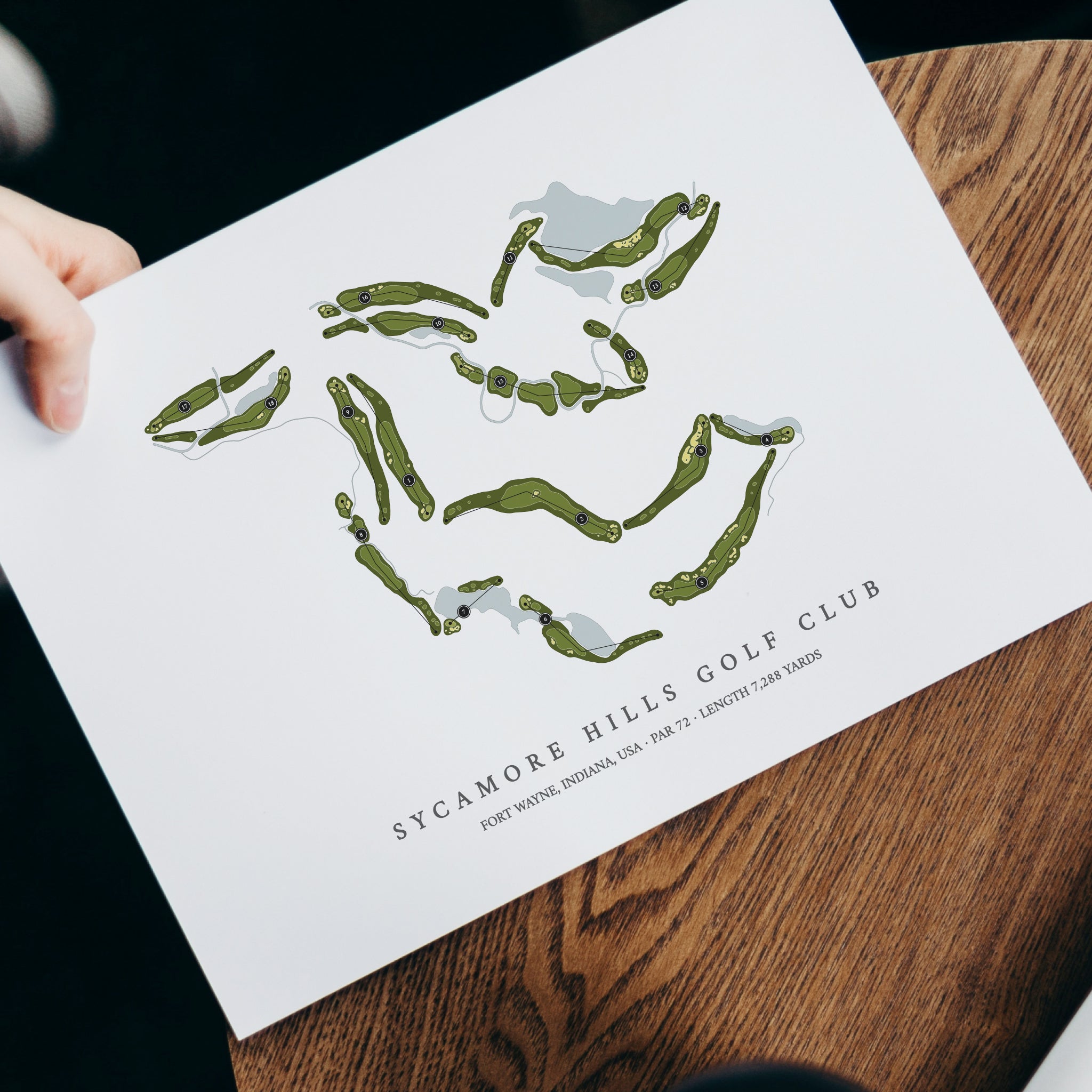 Sycamore Hills Golf Club | Heritage Style Golf Course Print | With Laptop