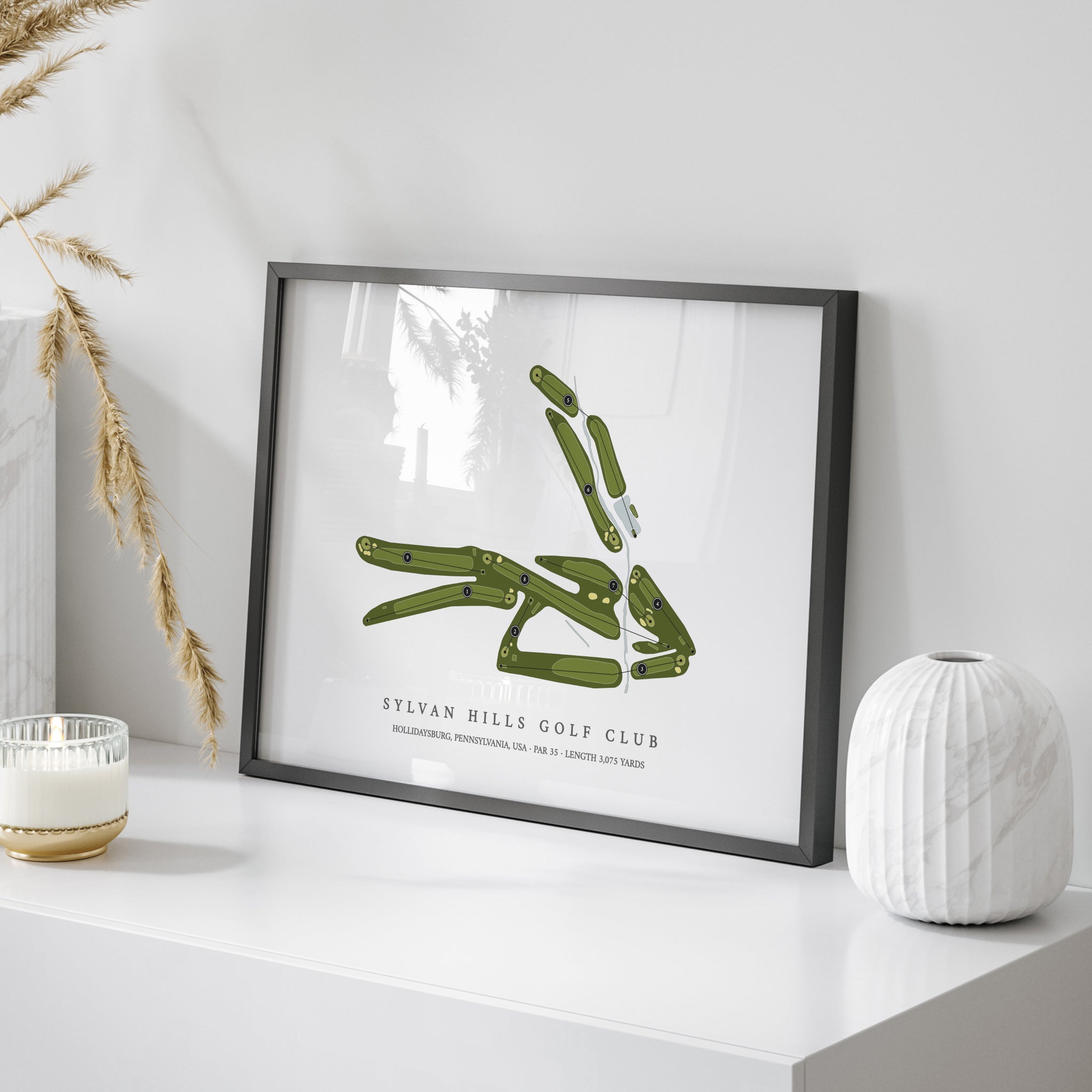 Sylvan Hills Golf Club | Golf Course Print | On Table