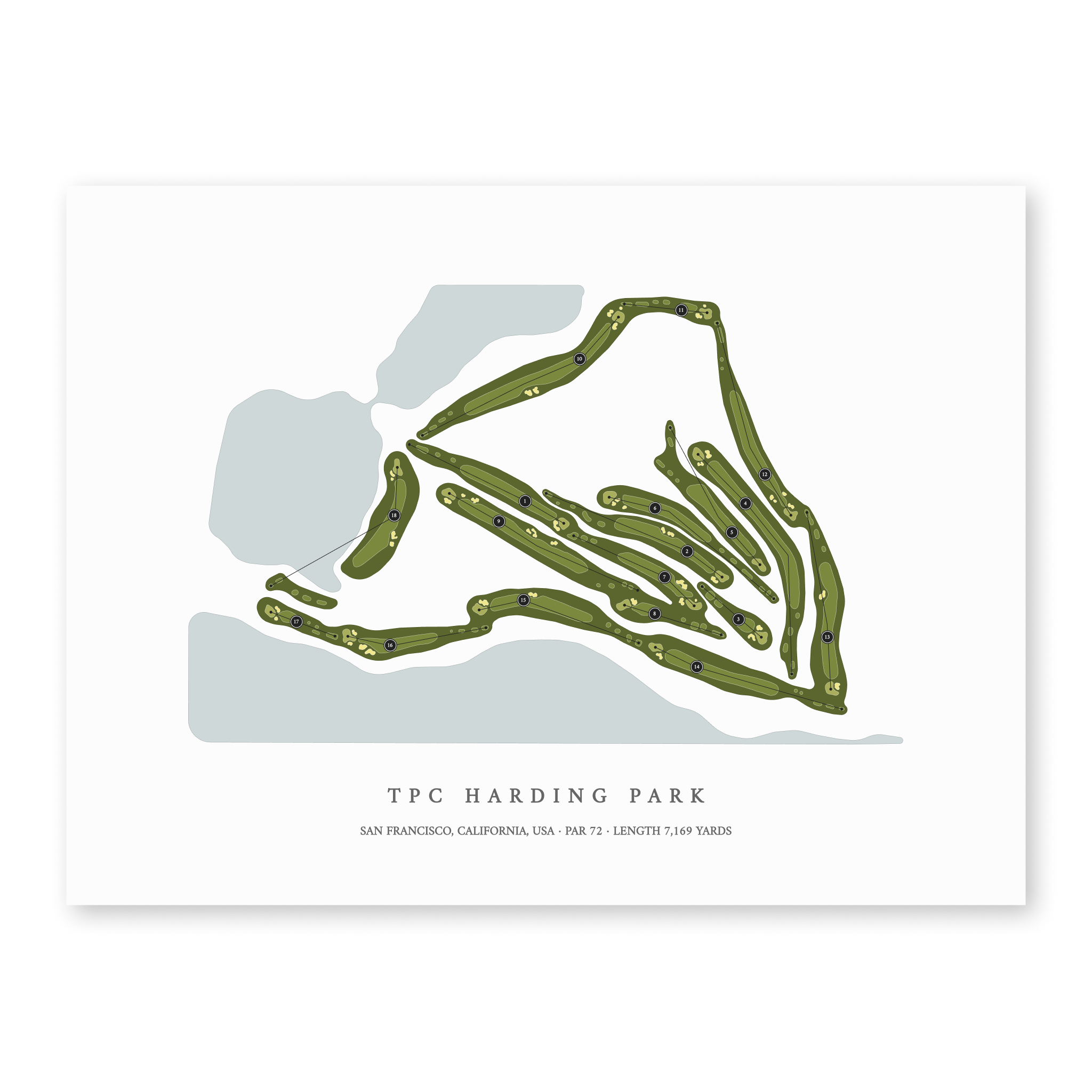 TPC Harding Park | Golf Course Map | Unframed