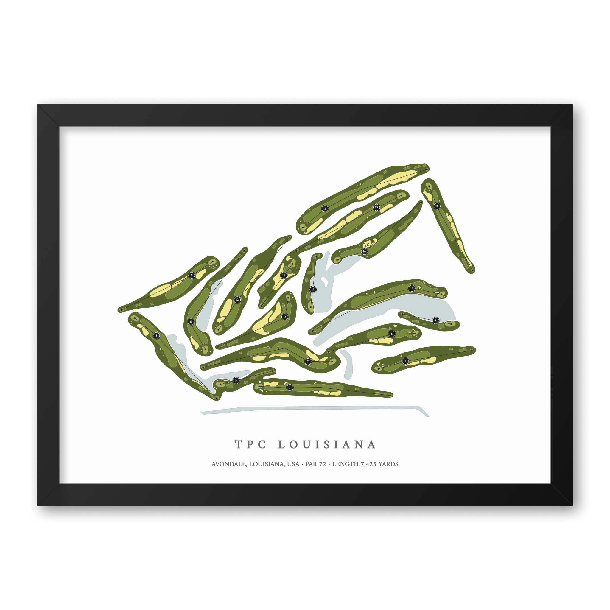 TPC Louisiana | Golf Course Map | Black Frame