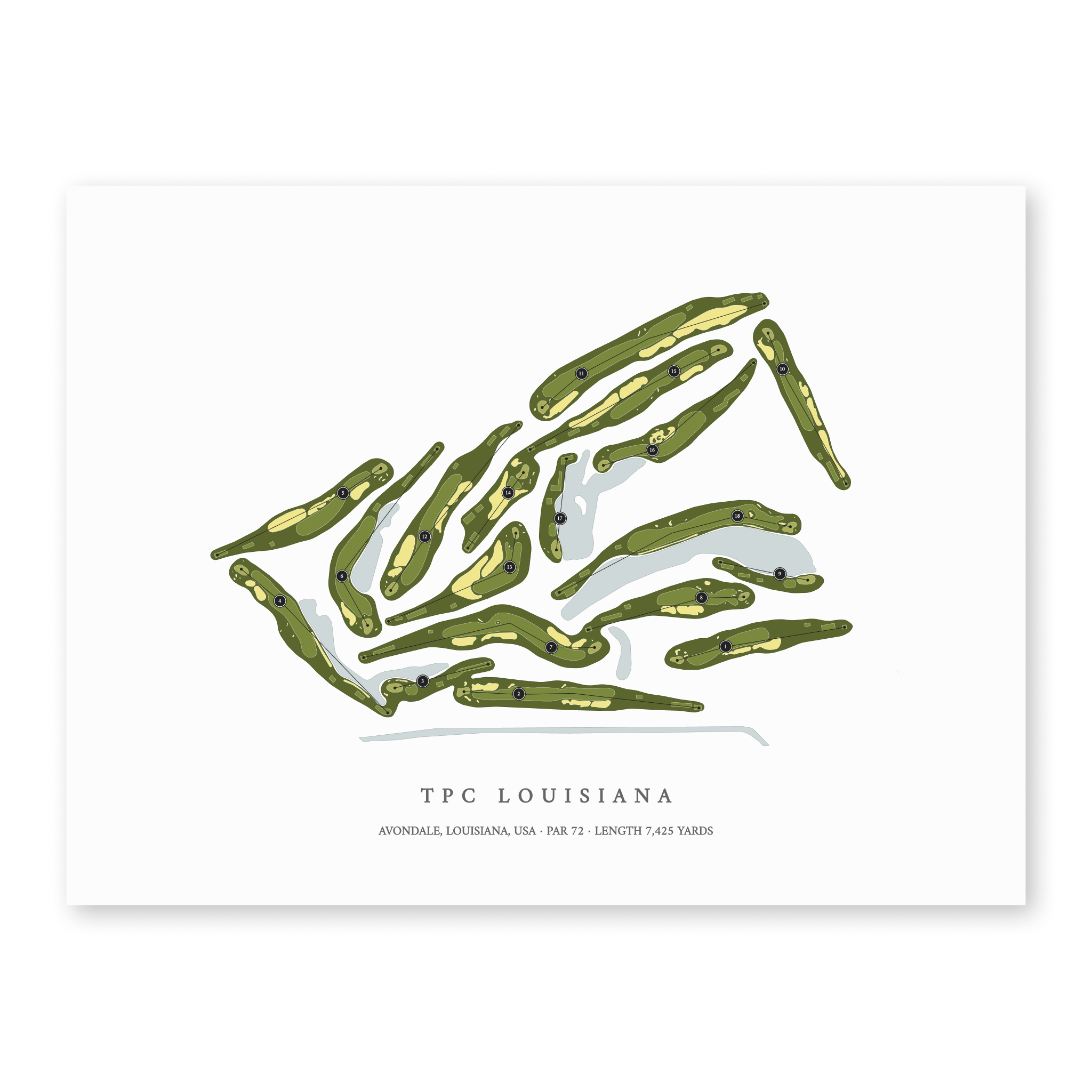 TPC Louisiana | Golf Course Map | Unframed