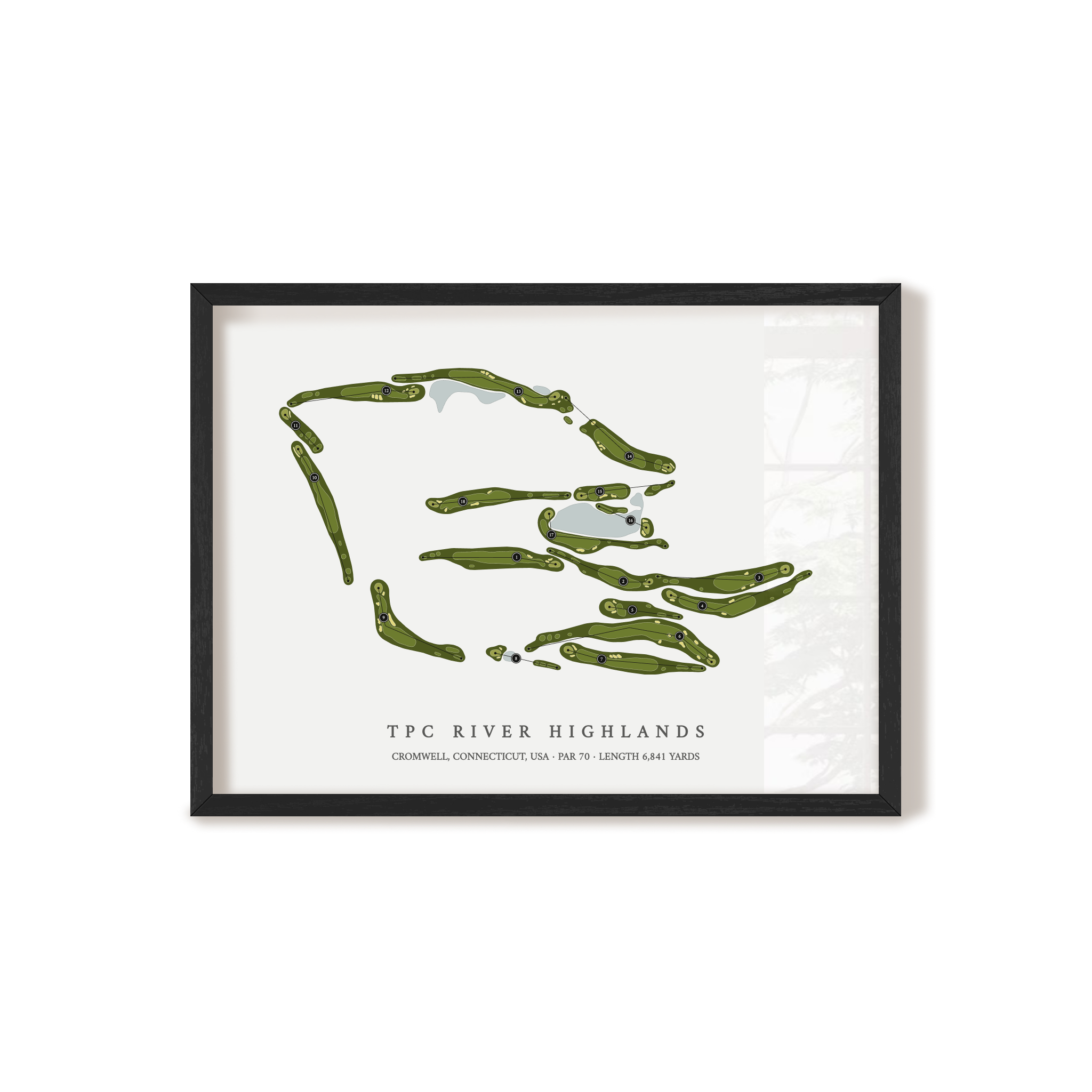 TPC River Highlands | Golf Course Map | Black Frame