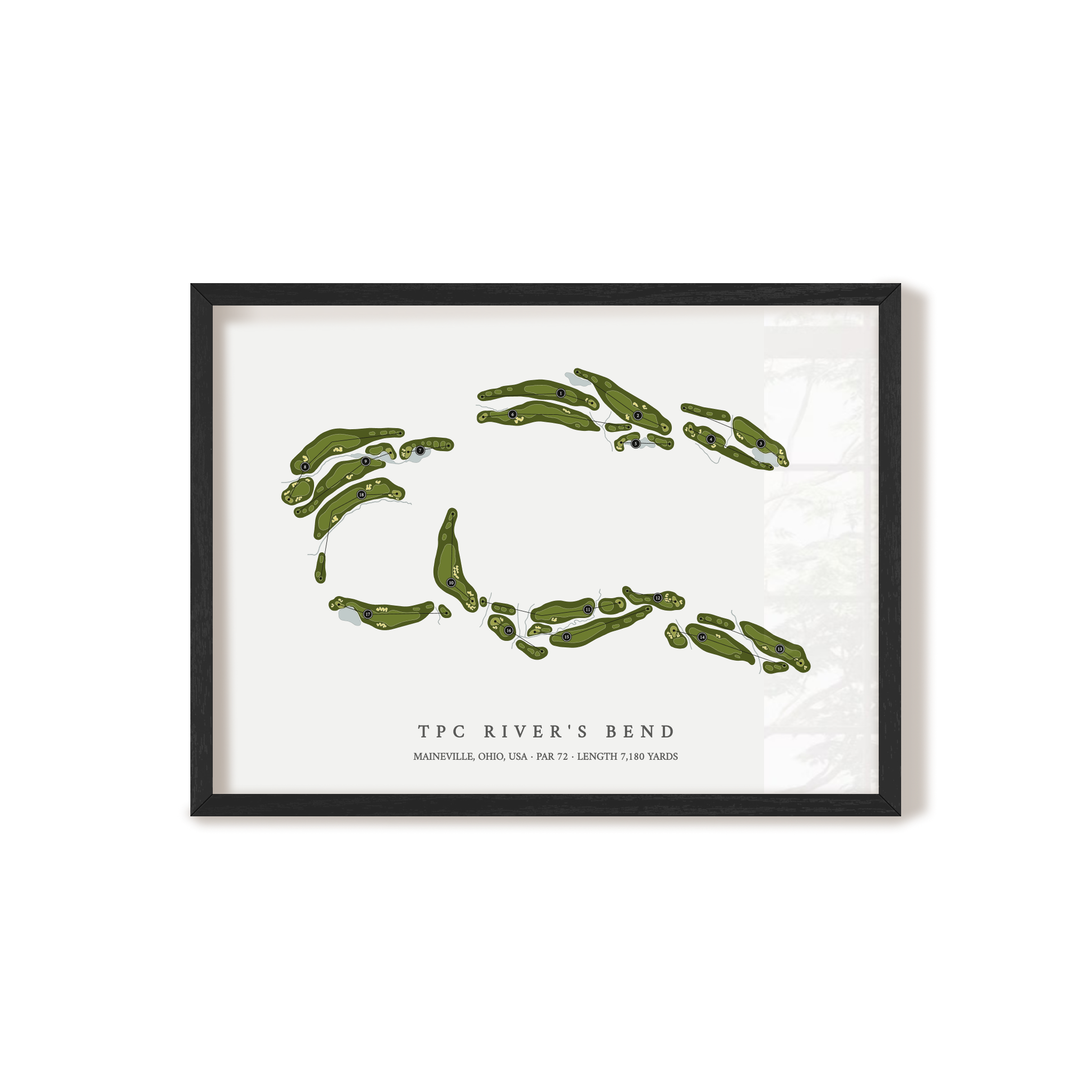 TPC River's Bend | Golf Course Map | Black Frame