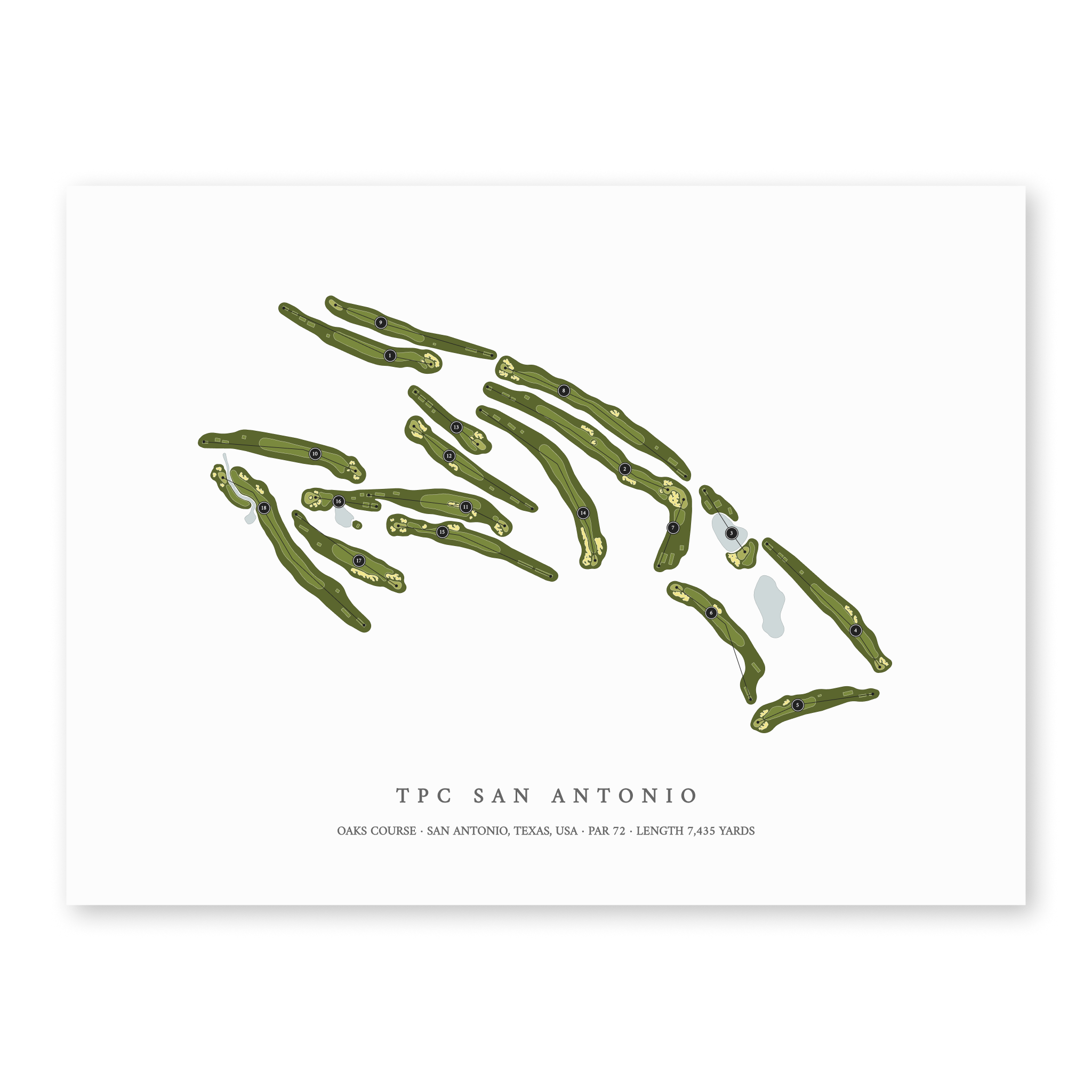 TPC San Antonio - Oaks Course | Golf Course Print | Unframed