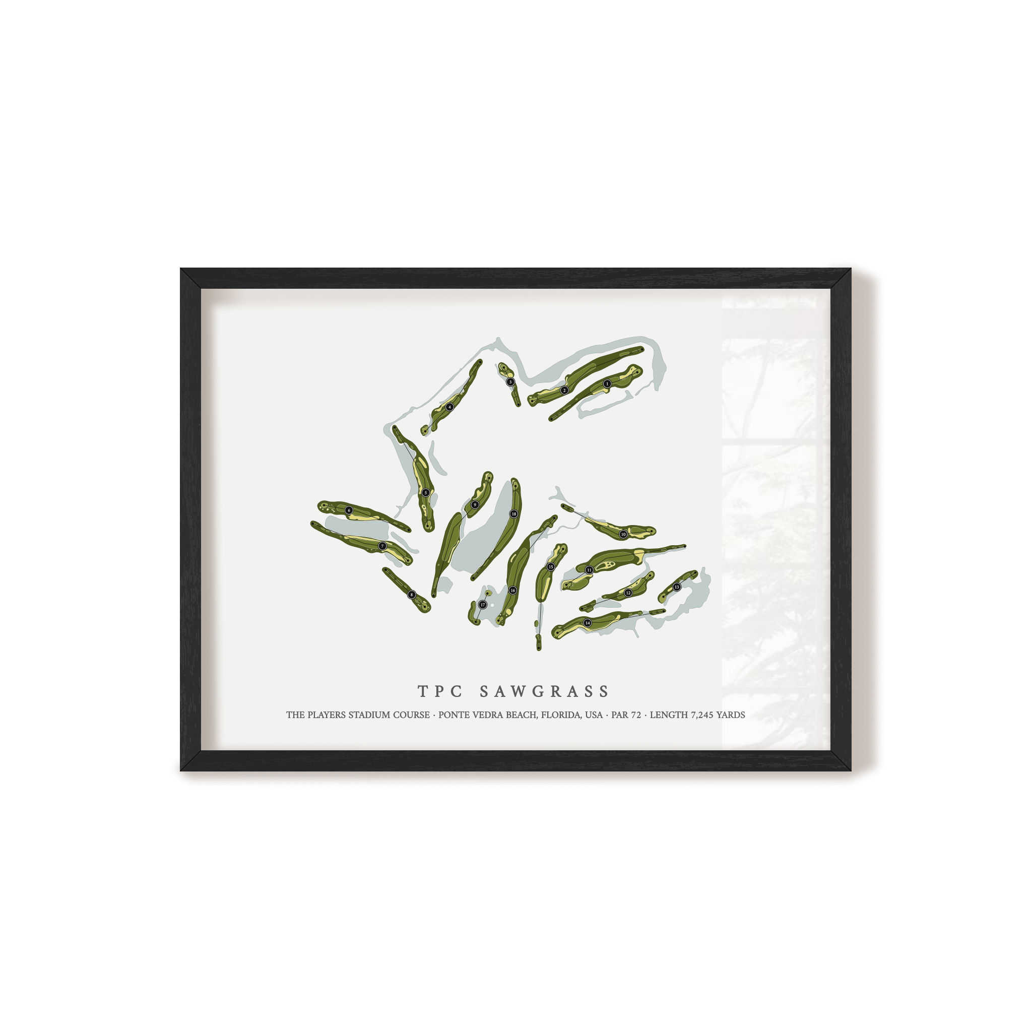 TPC Sawgrass - The Players Stadium Course | Golf Course Print | Black Frame