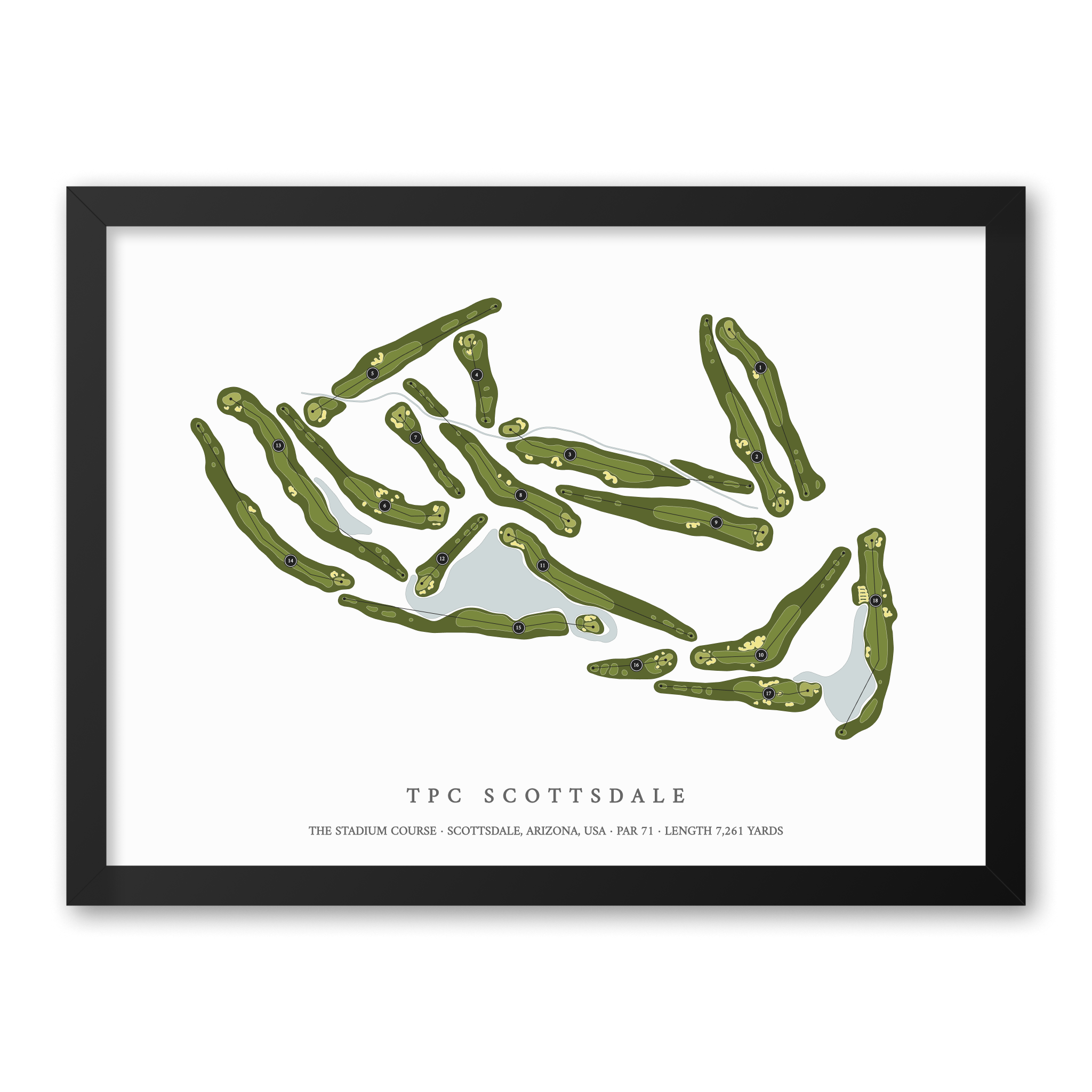 TPC Scottsdale - The Stadium Course | Golf Course Print | Black Frame
