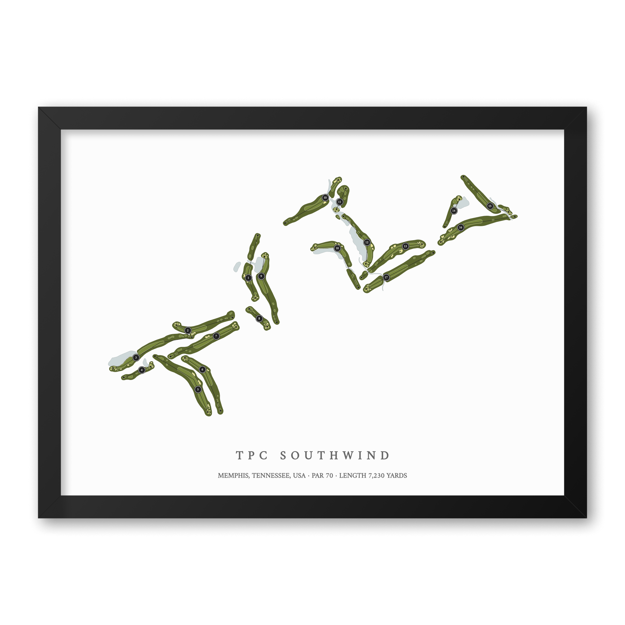 TPC Southwind | Golf Course Map | Black Frame
