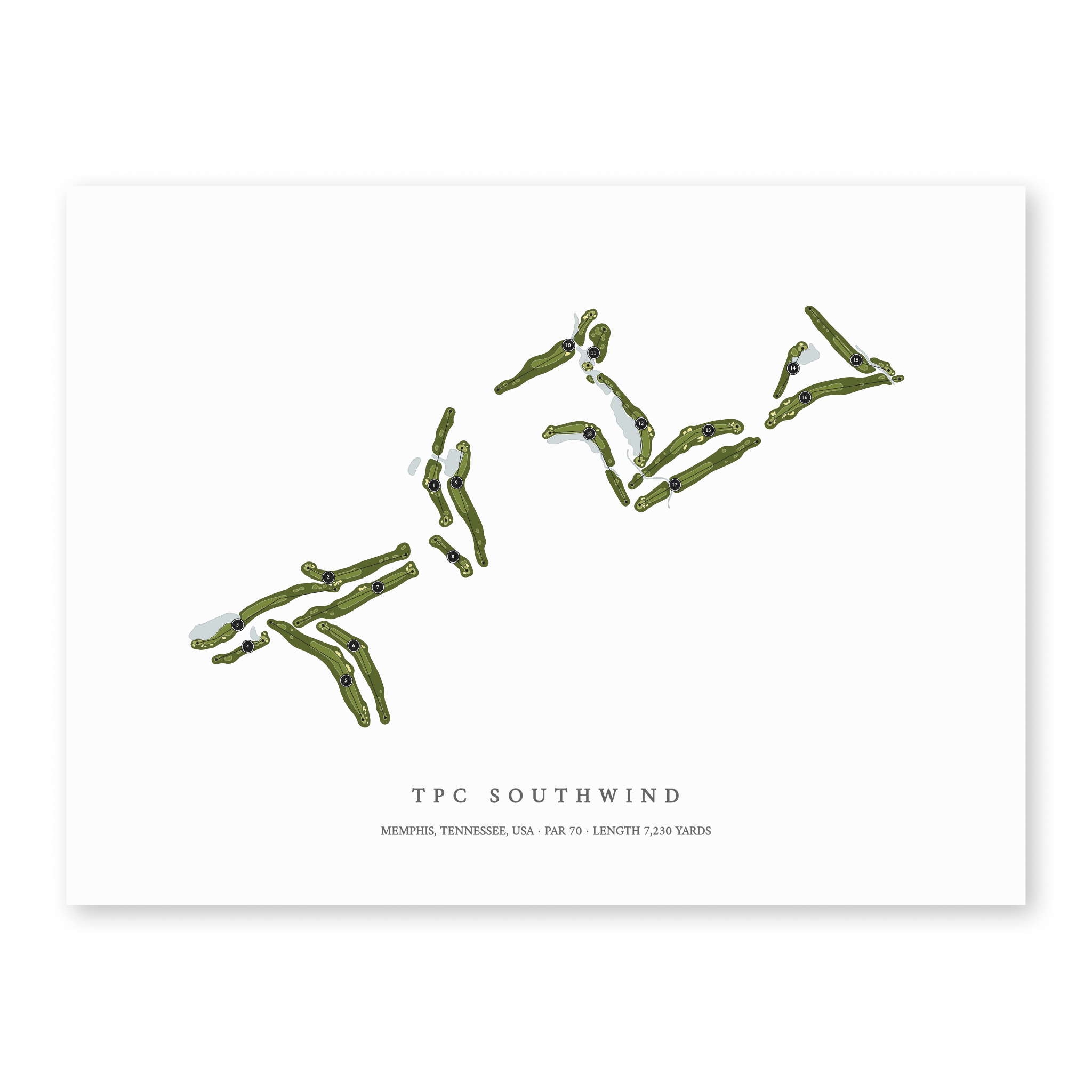 TPC Southwind | Golf Course Map | Unframed