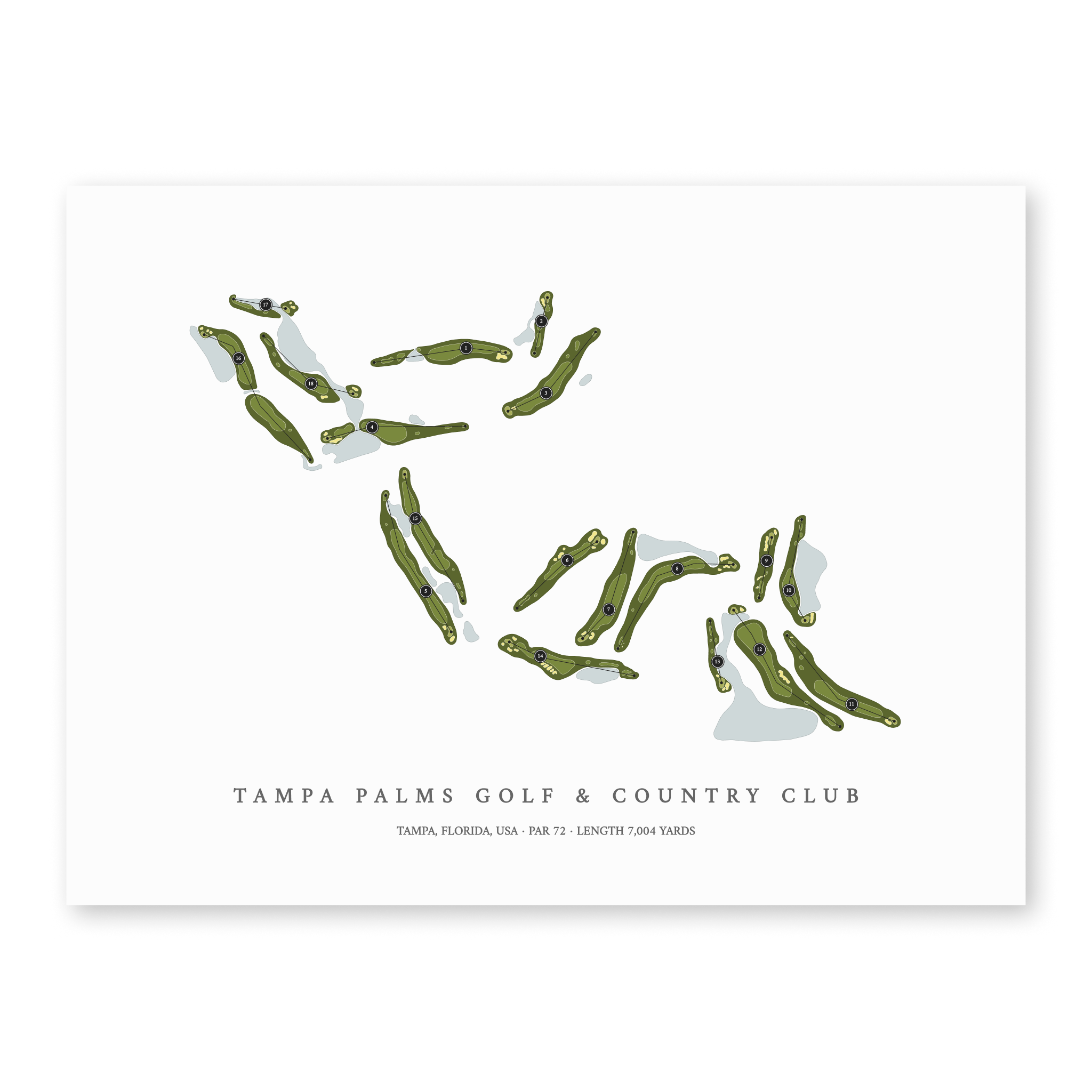 Tampa Palms Golf & Country Club | Golf Course Map | Unframed