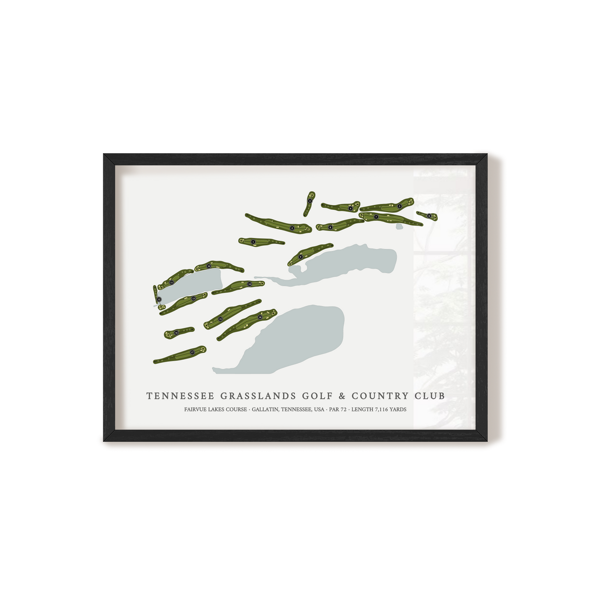 Tennessee Grasslands Golf & Country Club - Fairvue Lakes Course | Golf Course Print | Black Frame