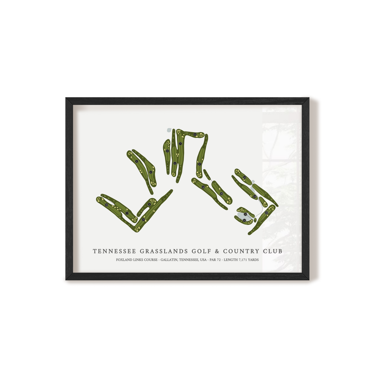 Tennessee Grasslands Golf & Country Club - Foxland Links Course | Golf Course Print | Black Frame