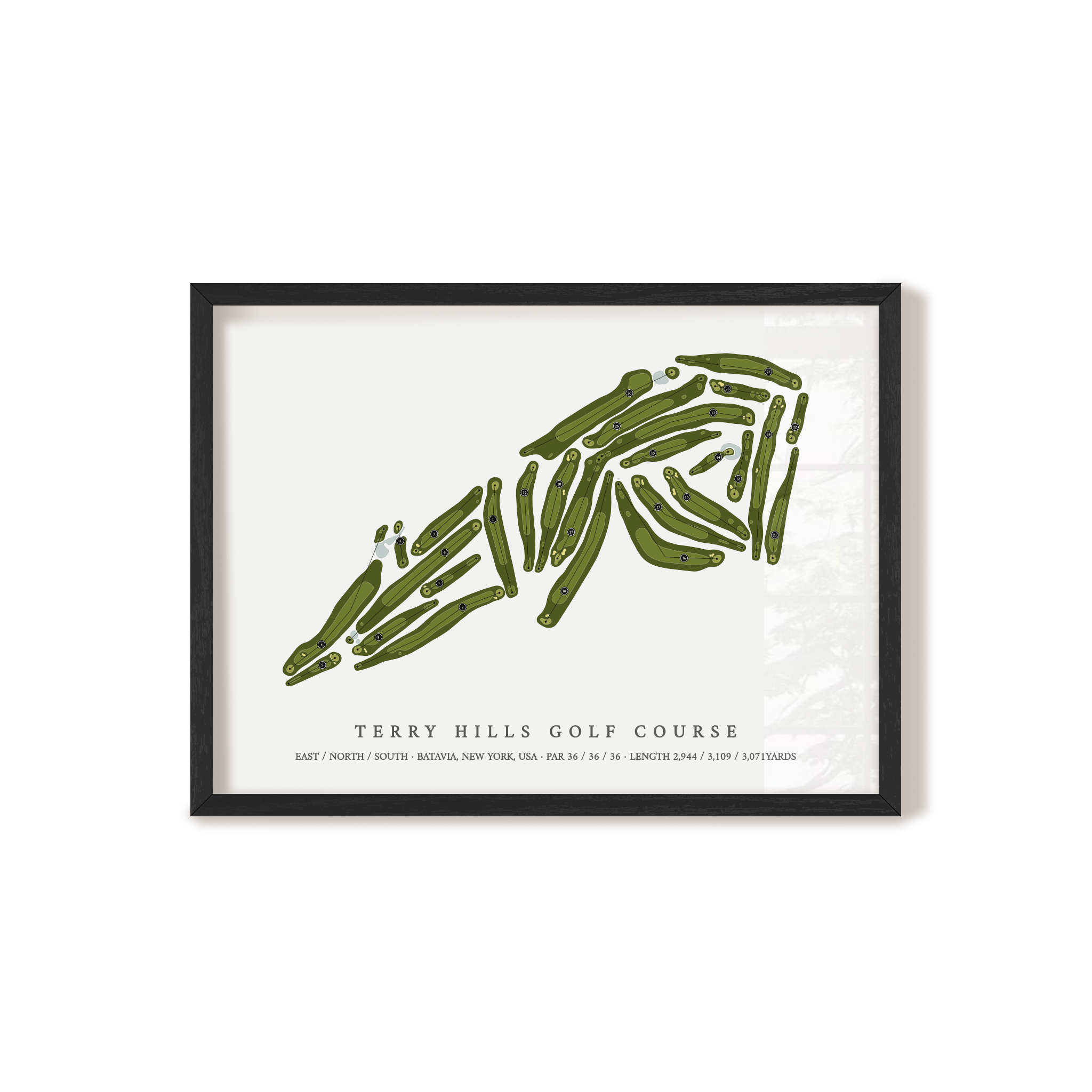 Terry Hills Golf Course | Golf Course Map | Black Frame