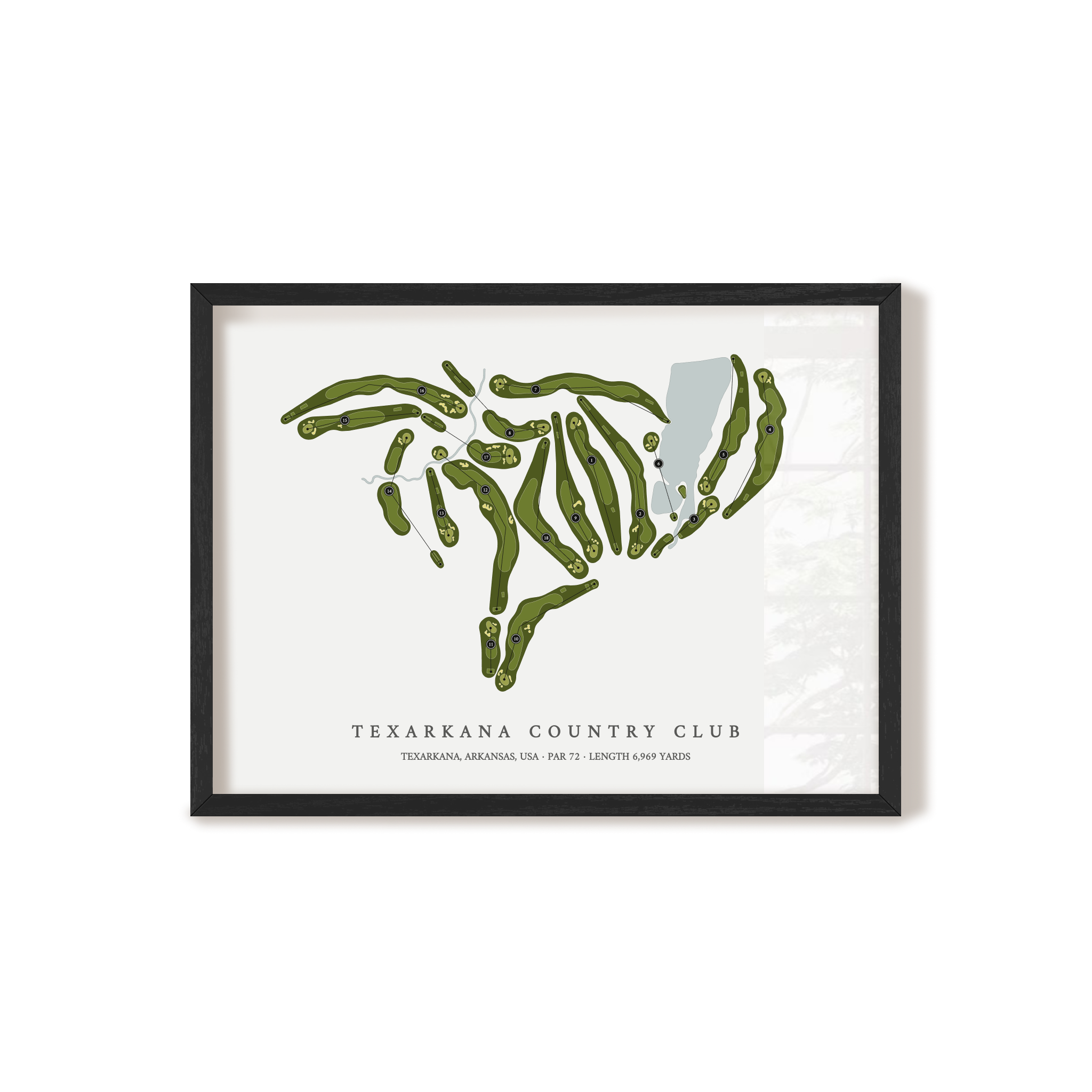 Texarkana Country Club | Golf Course Map | Black Frame