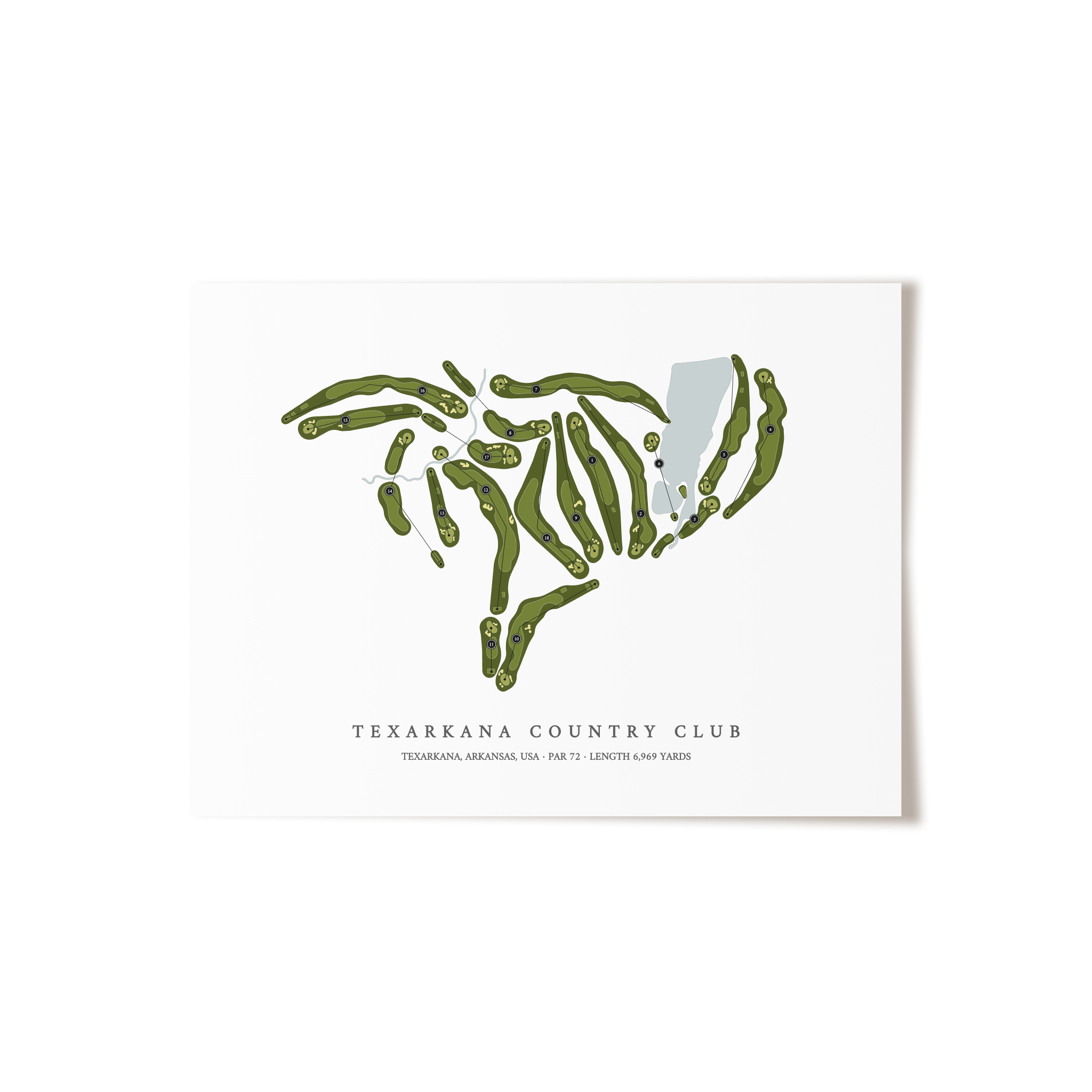 Texarkana Country Club | Golf Course Map | Unframed