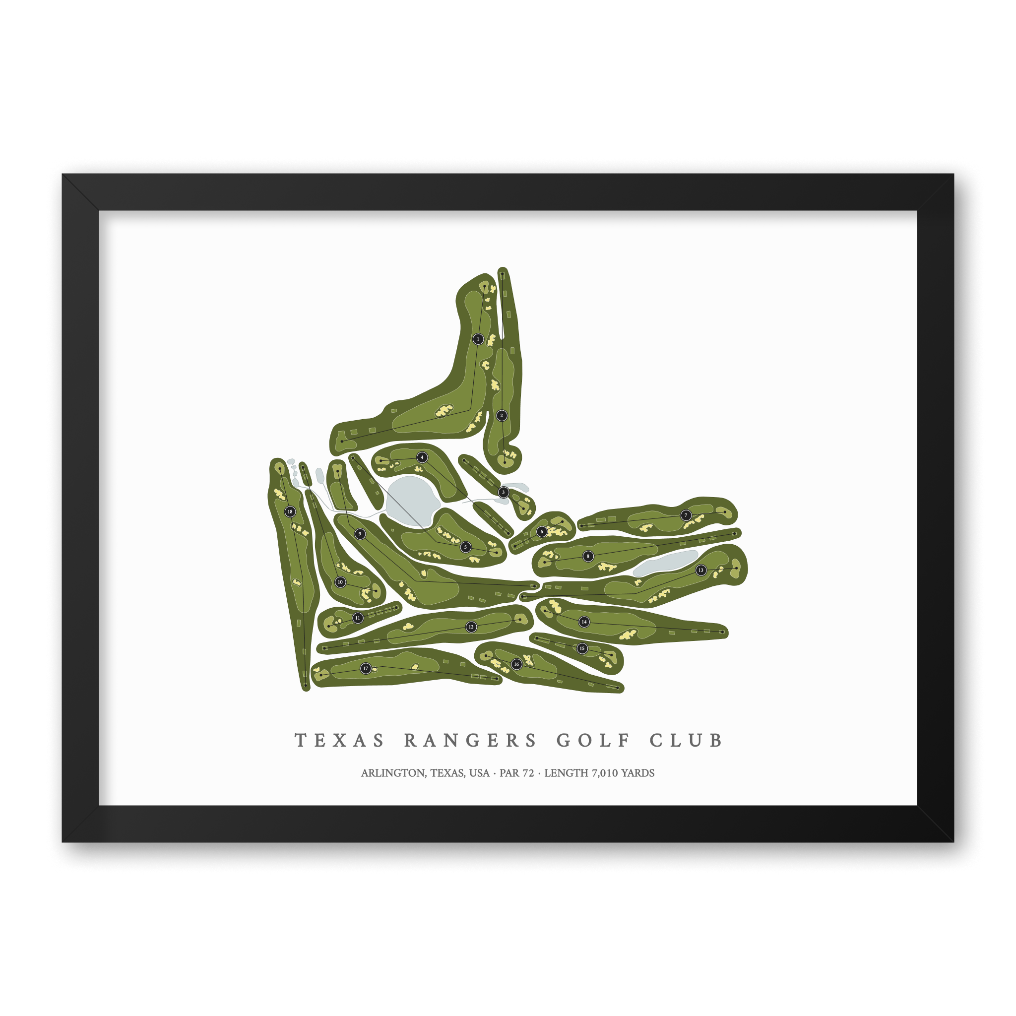 Texas Rangers Golf Club | Golf Course Map | Black Frame