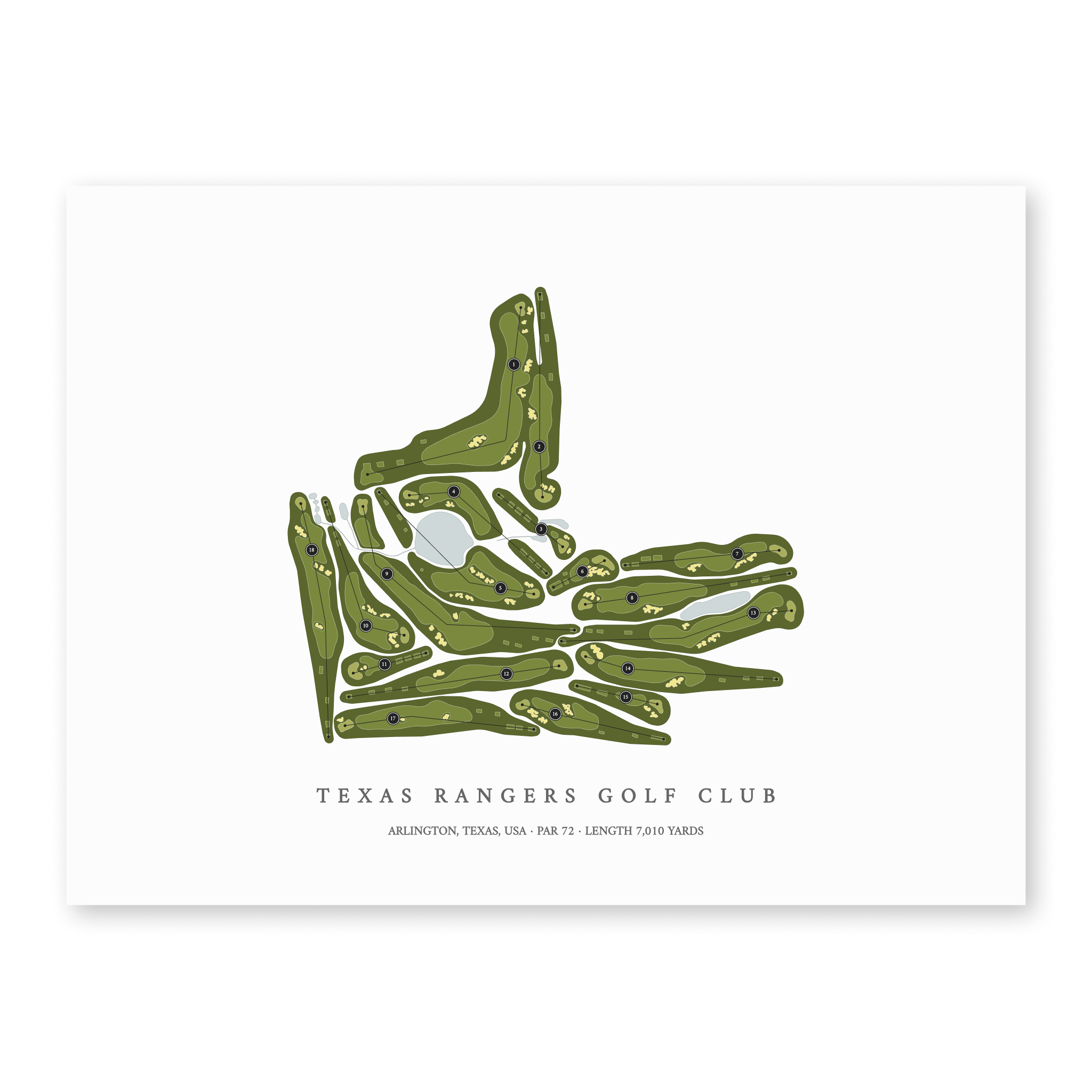 Texas Rangers Golf Club | Golf Course Map | Unframed