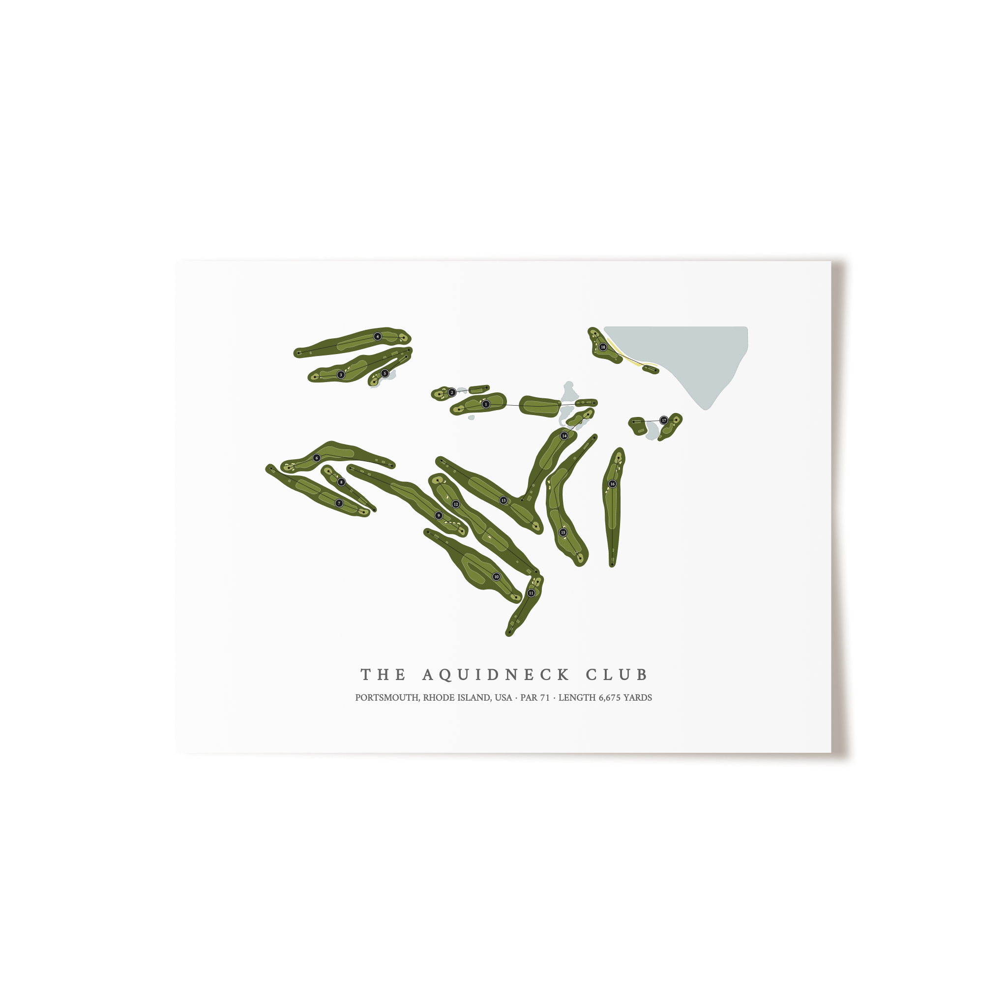 The Aquidneck Club | Golf Course Map | Unframed