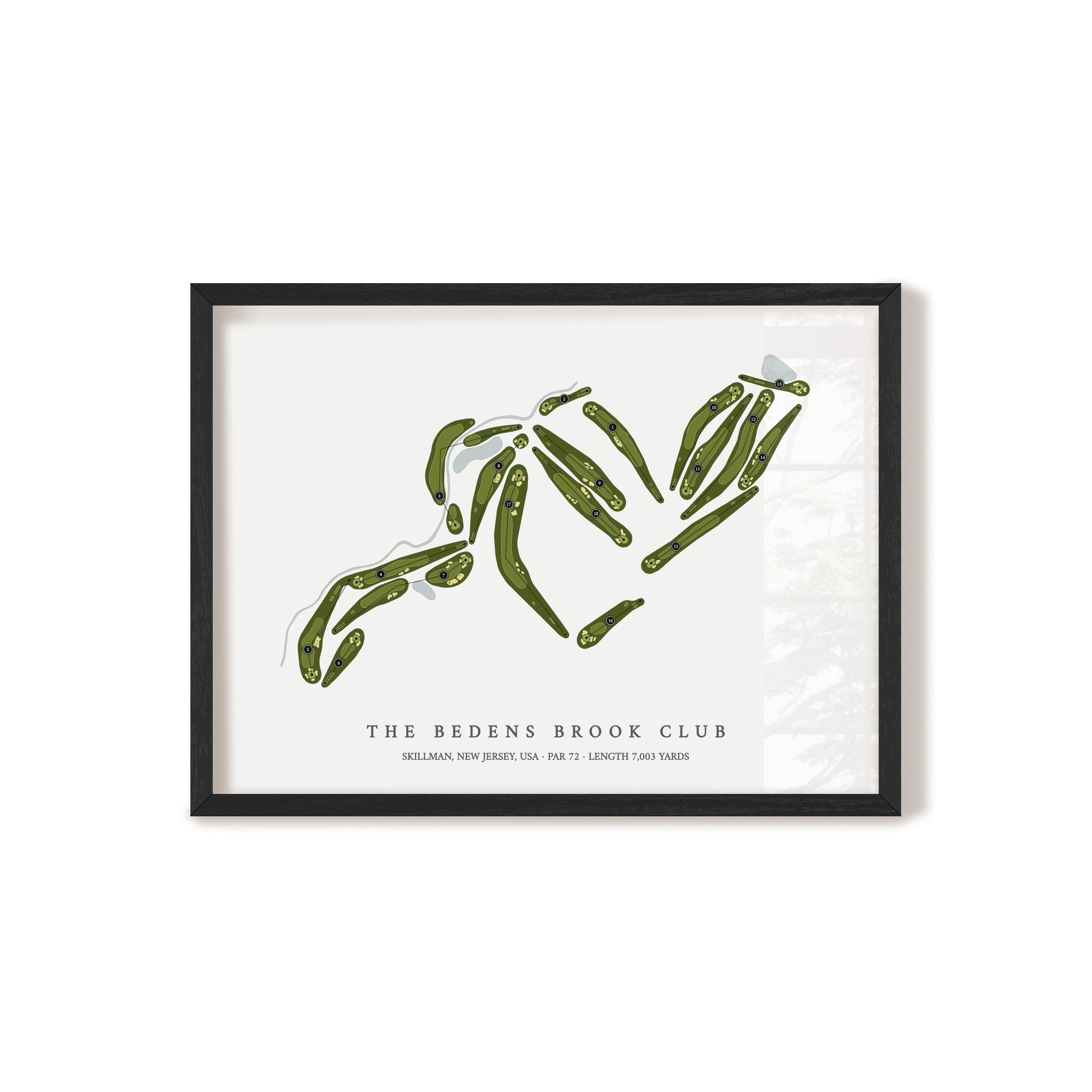 The Bedens Brook Club | Golf Course Map | Black Frame