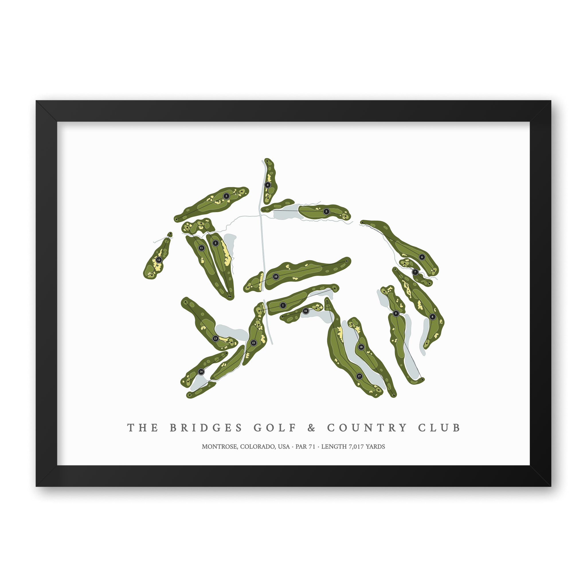 The Bridges Golf & Country Club | Golf Course Map | Black Frame
