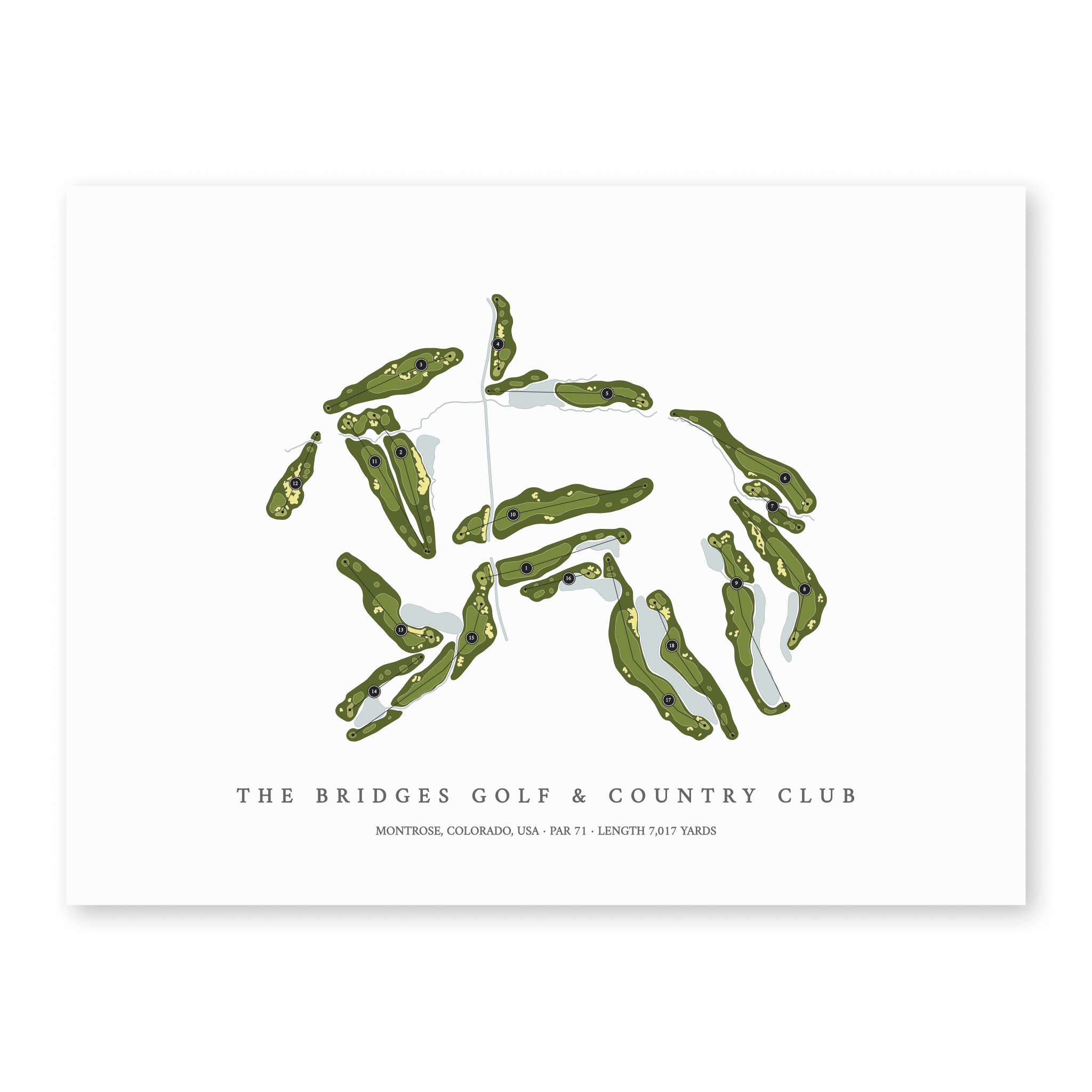 The Bridges Golf & Country Club | Golf Course Map | Unframed