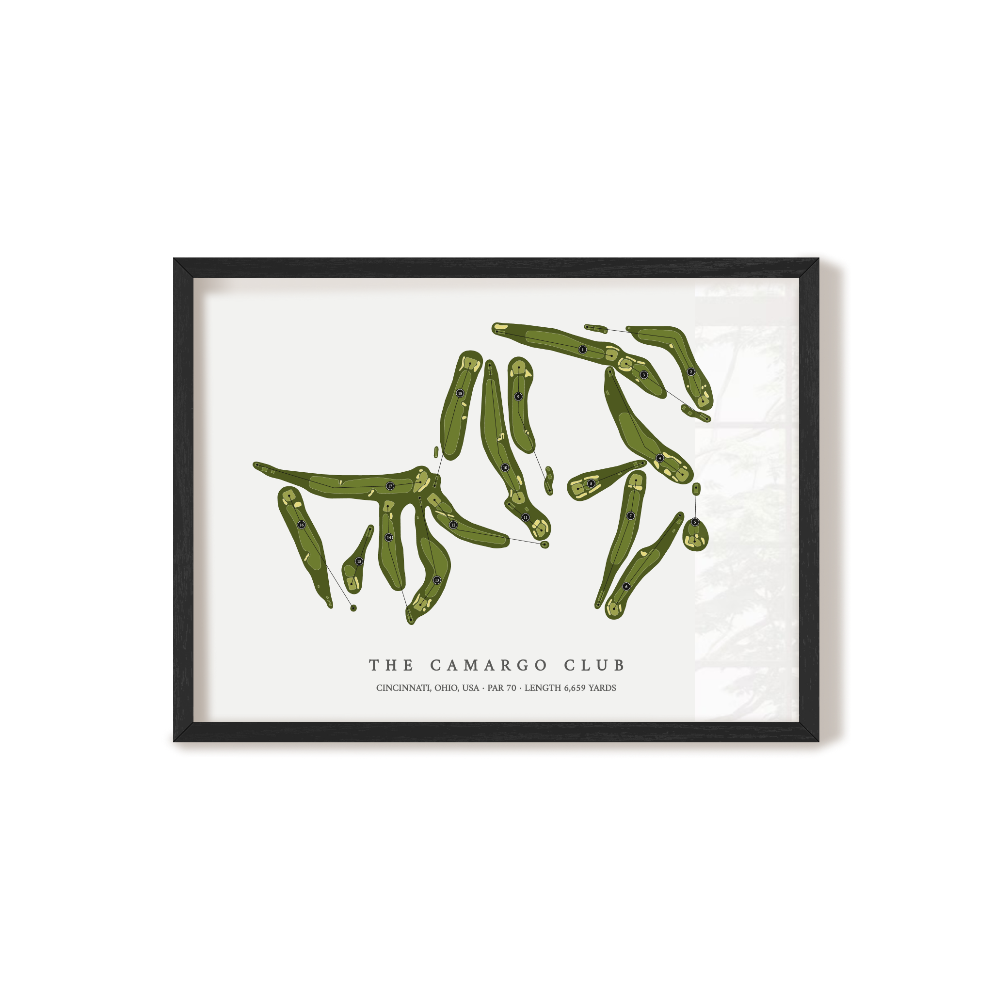 The Camargo Club | Golf Course Map | Black Frame