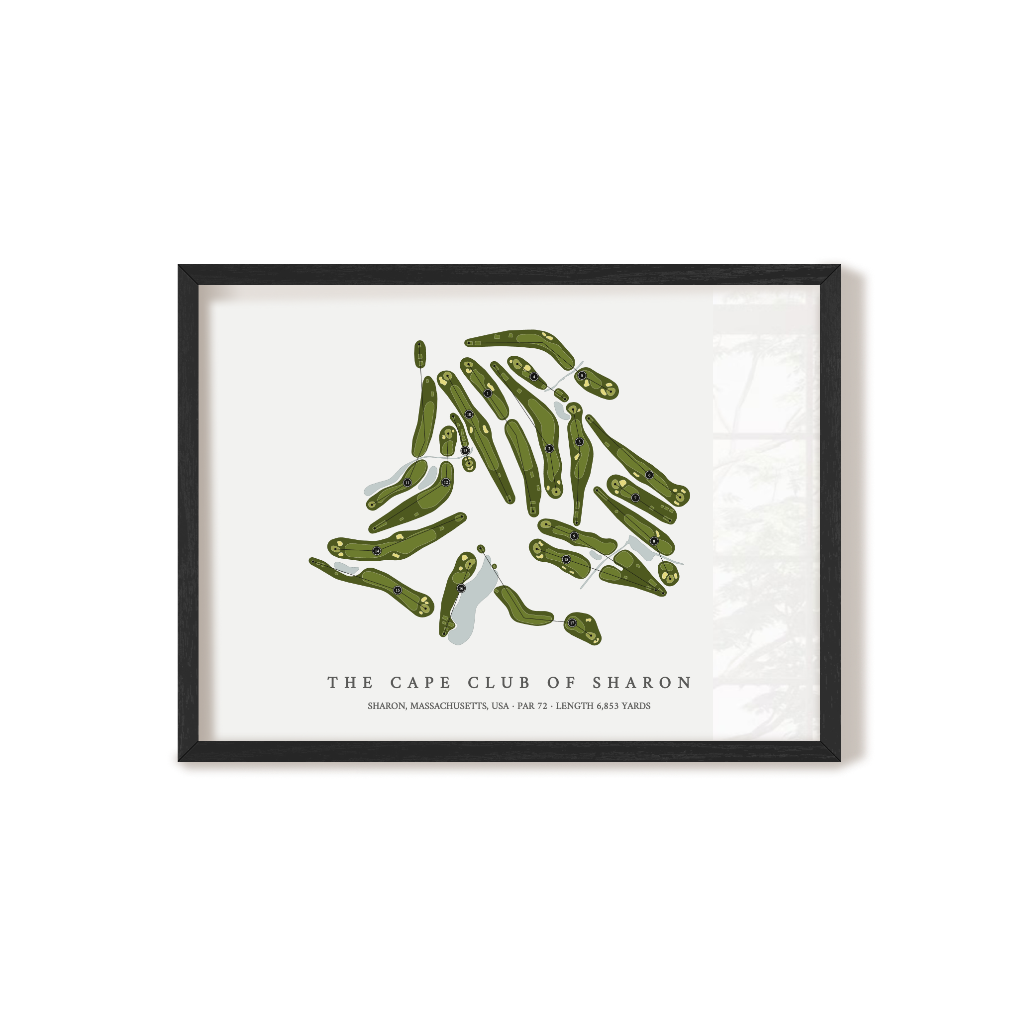 The Cape Club of Sharon | Golf Course Map | Black Frame