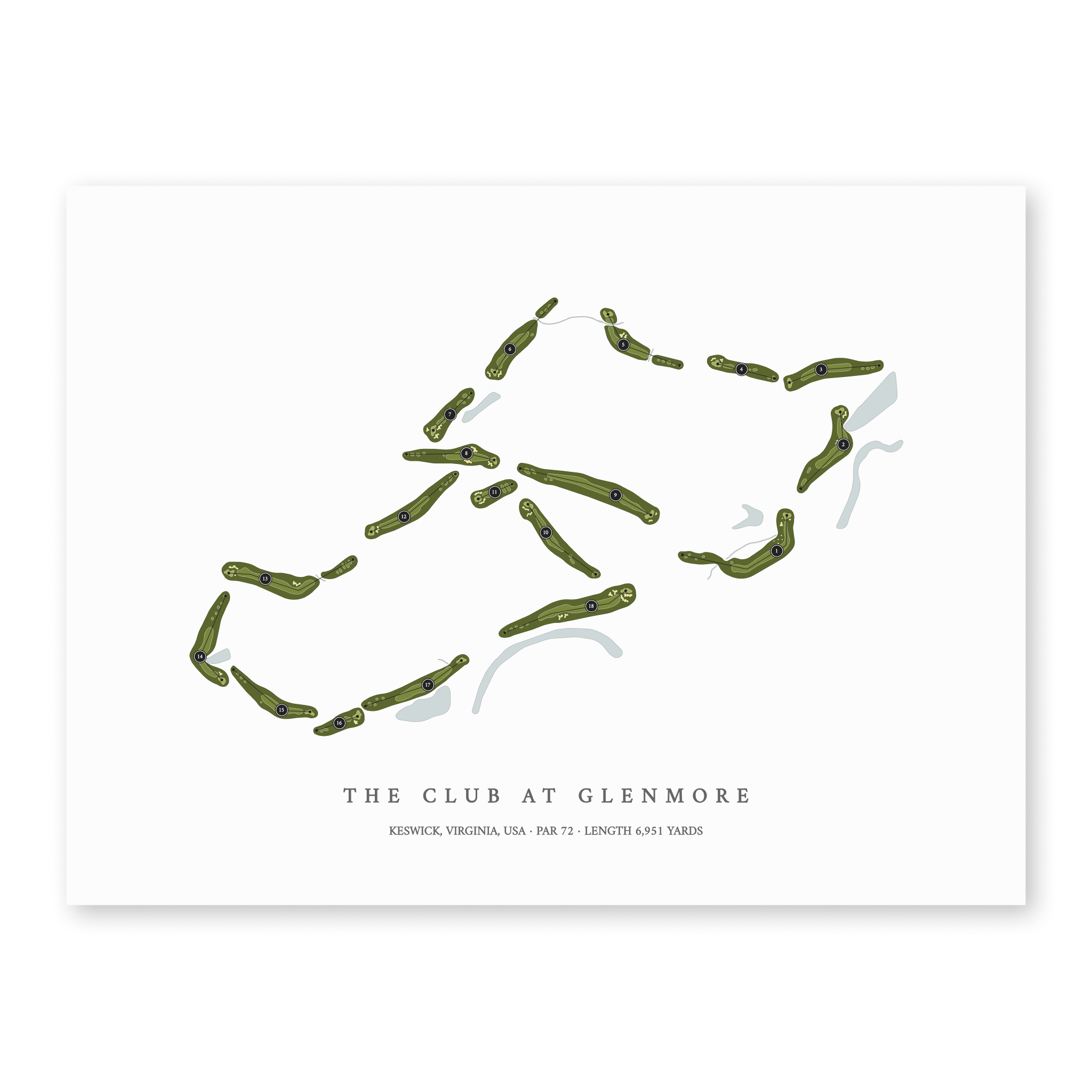 The Club at Glenmore | Golf Course Map | Unframed
