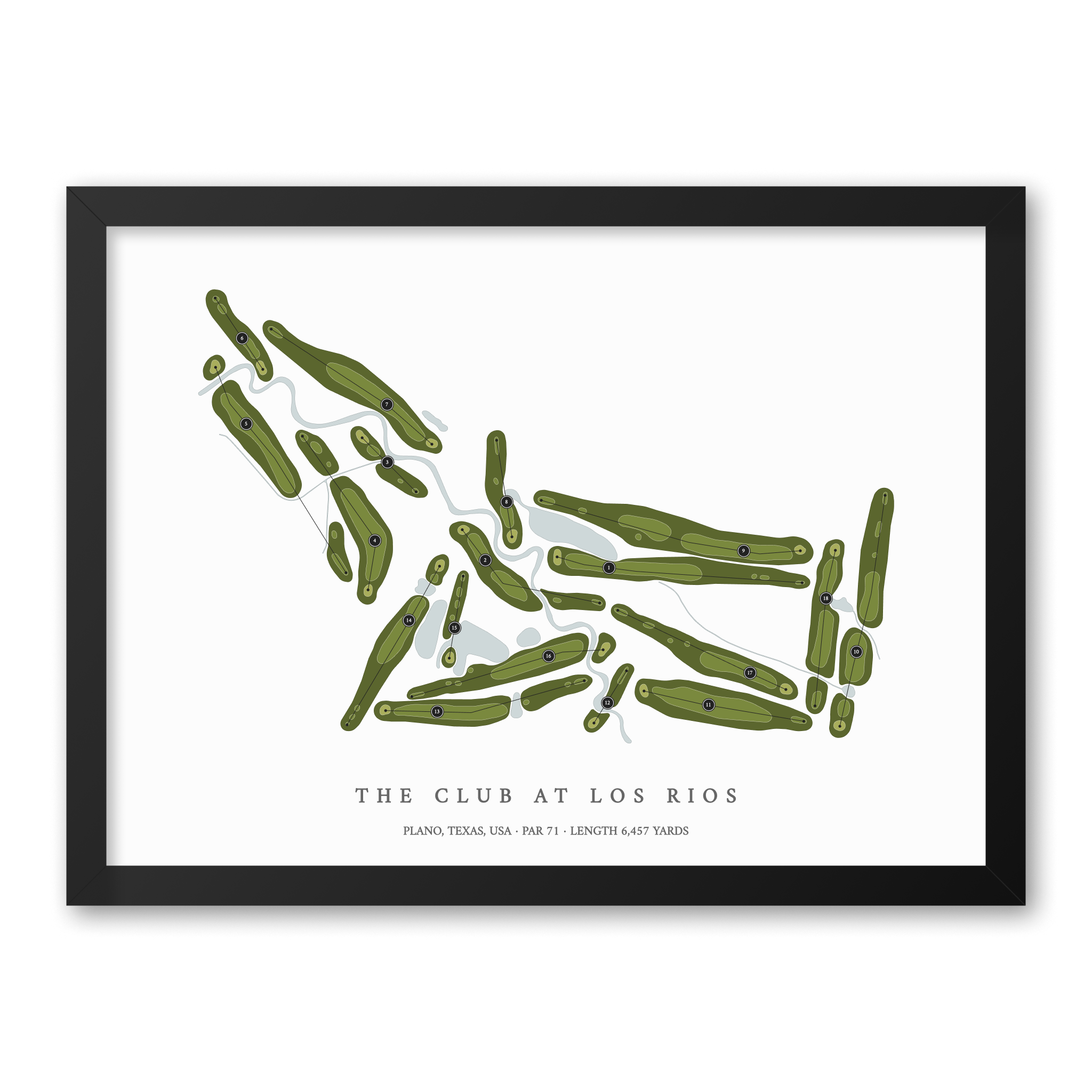 The Club at Los Rios | Golf Course Map | Black Frame