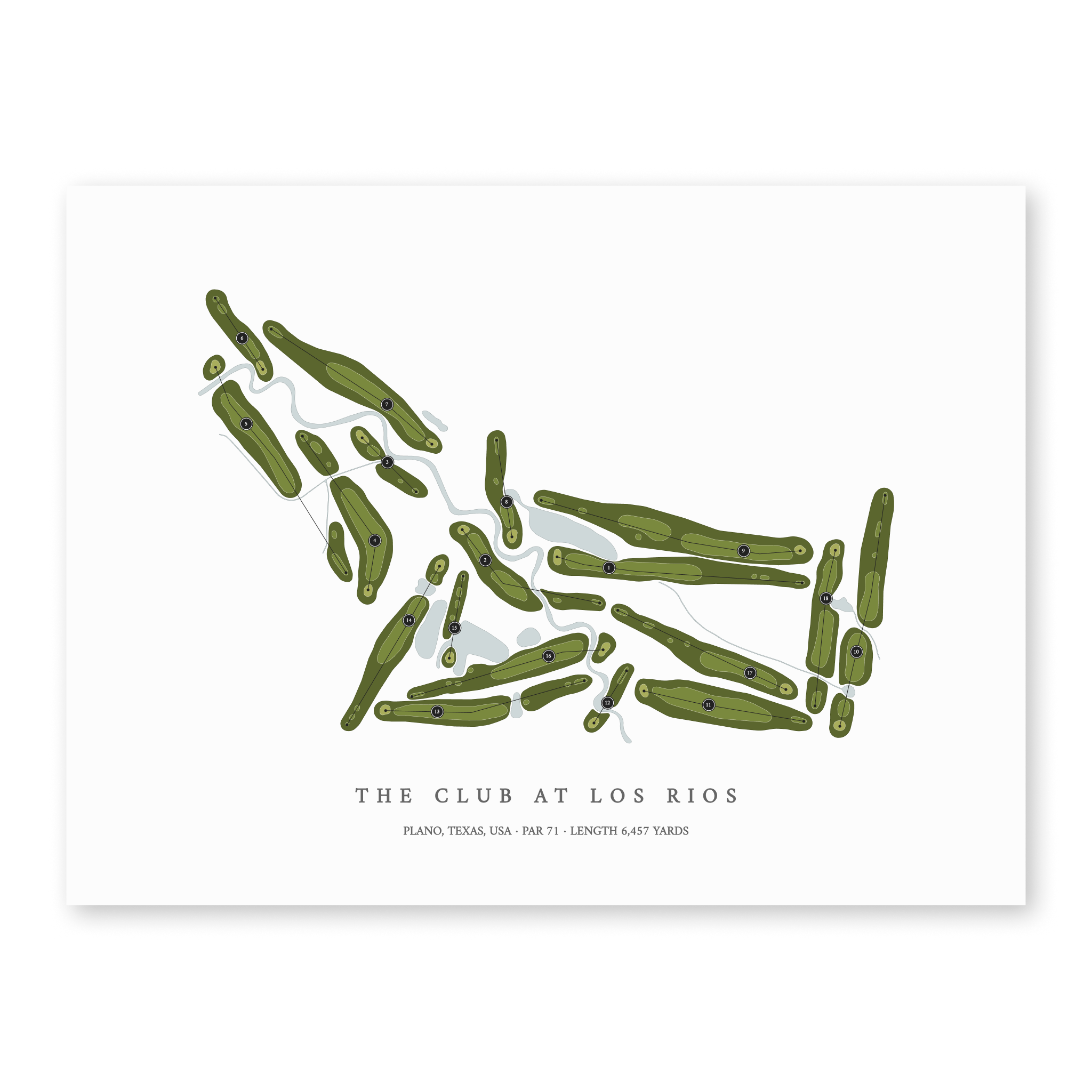 The Club at Los Rios | Golf Course Map | Unframed