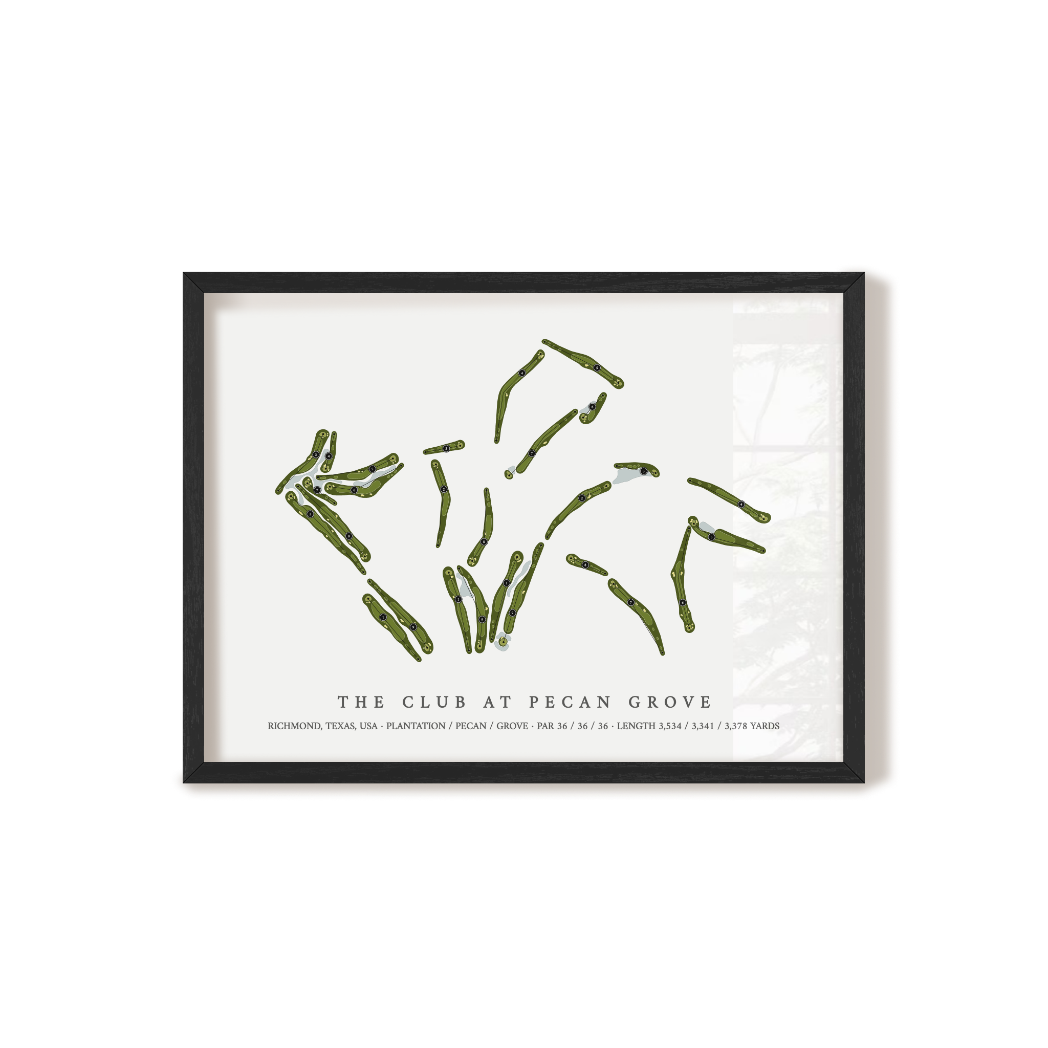 The Club at Pecan Grove | Golf Course Map | Black Frame