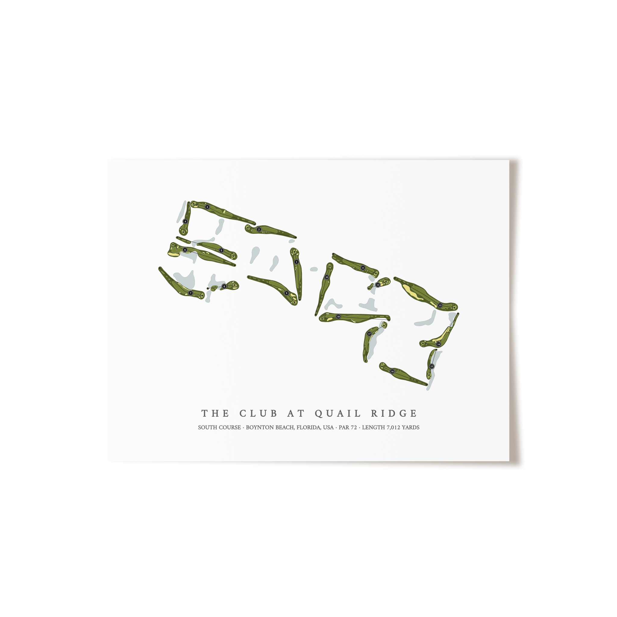 The Club at Quail Ridge - South Course | Golf Course Map | Unframed