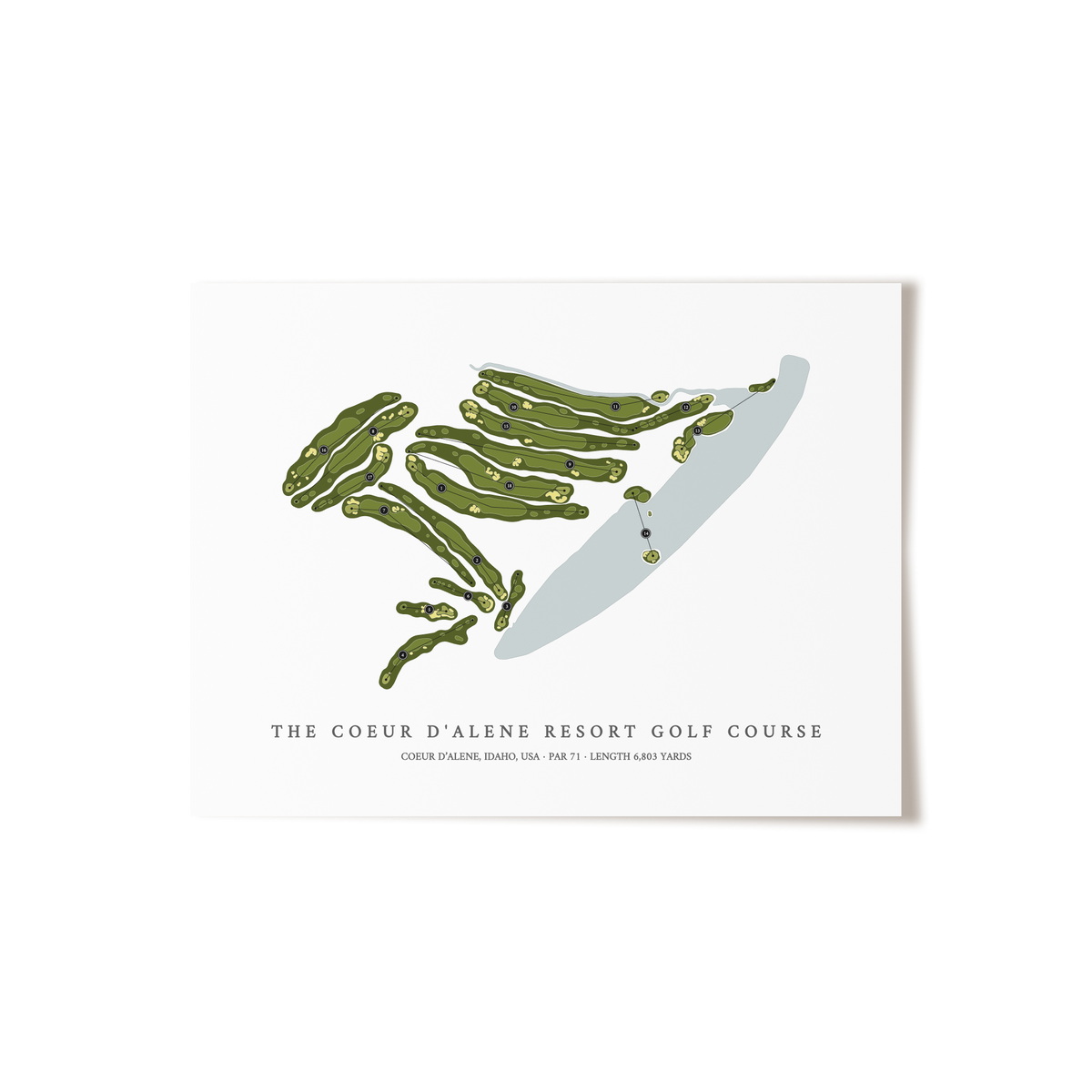 The Coeur d’Alene Resort Golf Course | Golf Course Map | Unframed