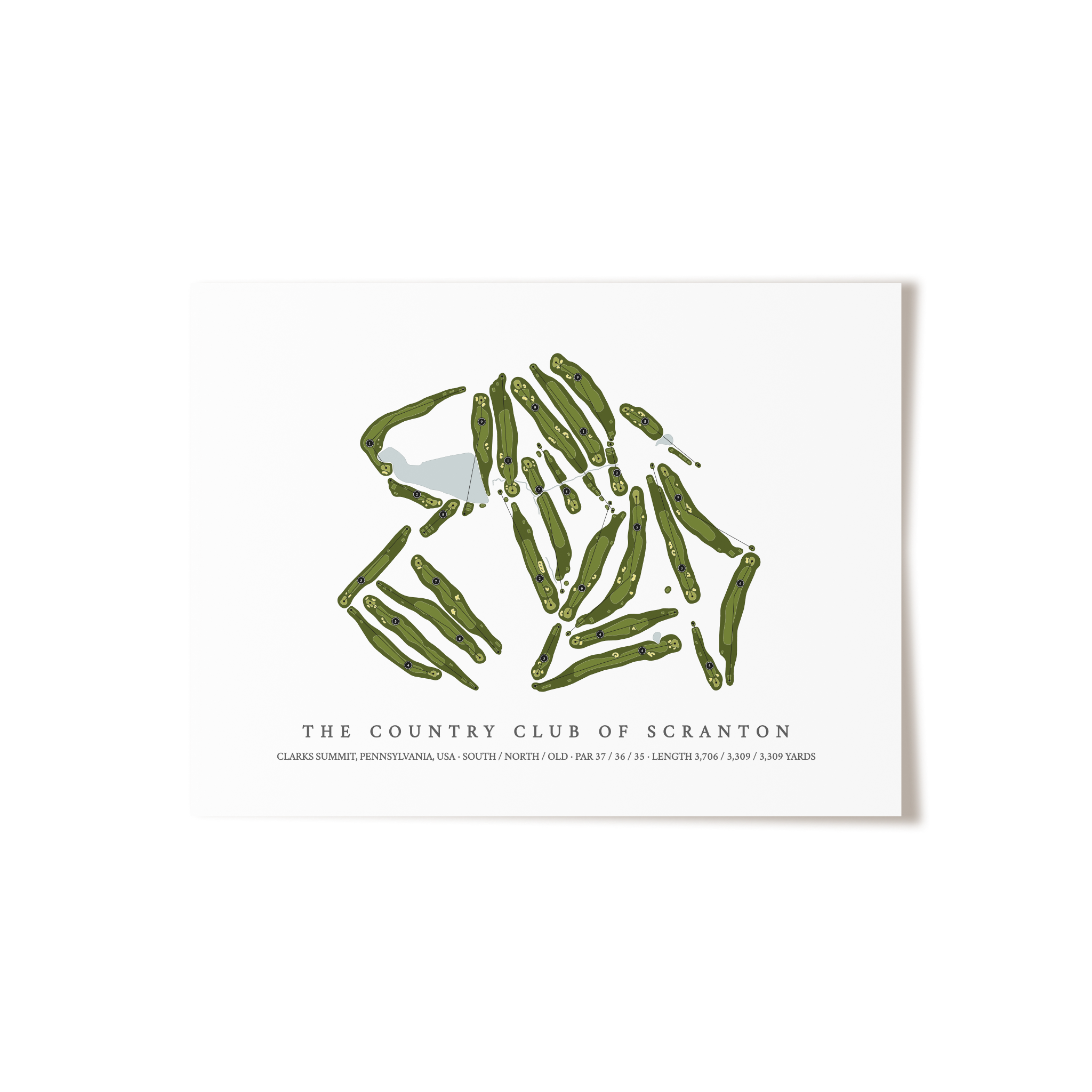 The Country Club of Scranton | Golf Course Map | Unframed