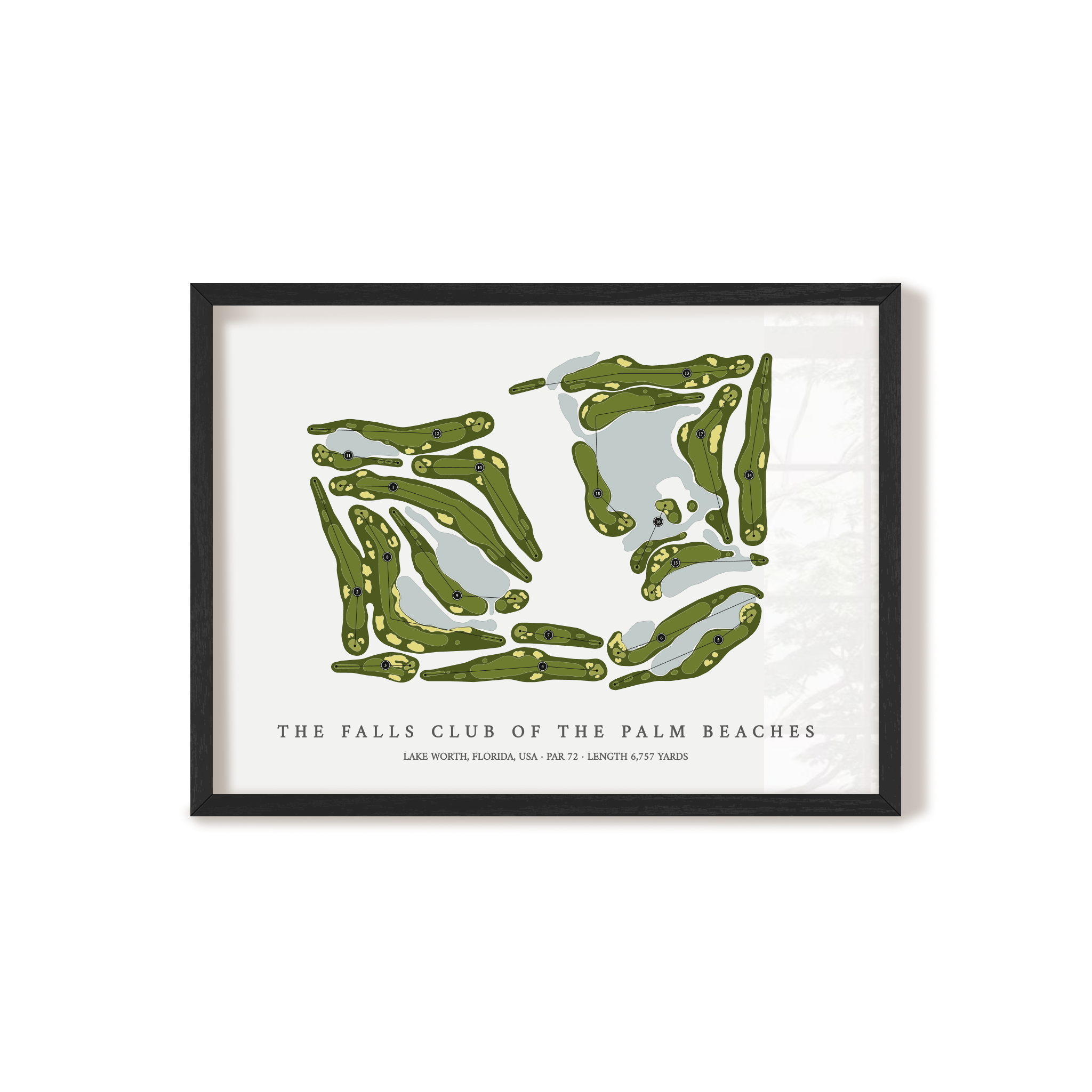 The Falls Club of the Palm Beaches | Golf Course Map | Black Frame