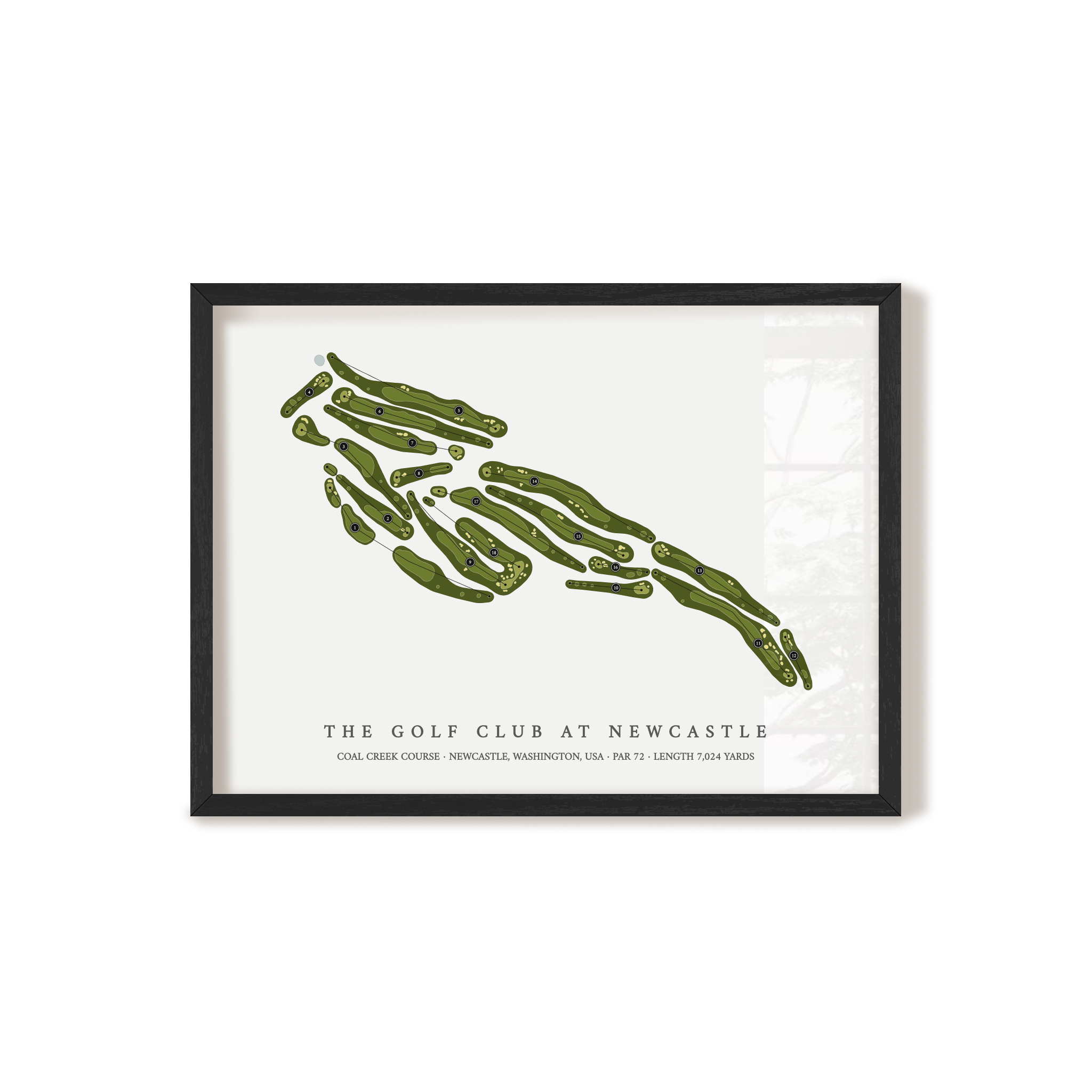 The Golf Club At Newcastle - Coal Creek Course | Golf Course Map | Black Frame