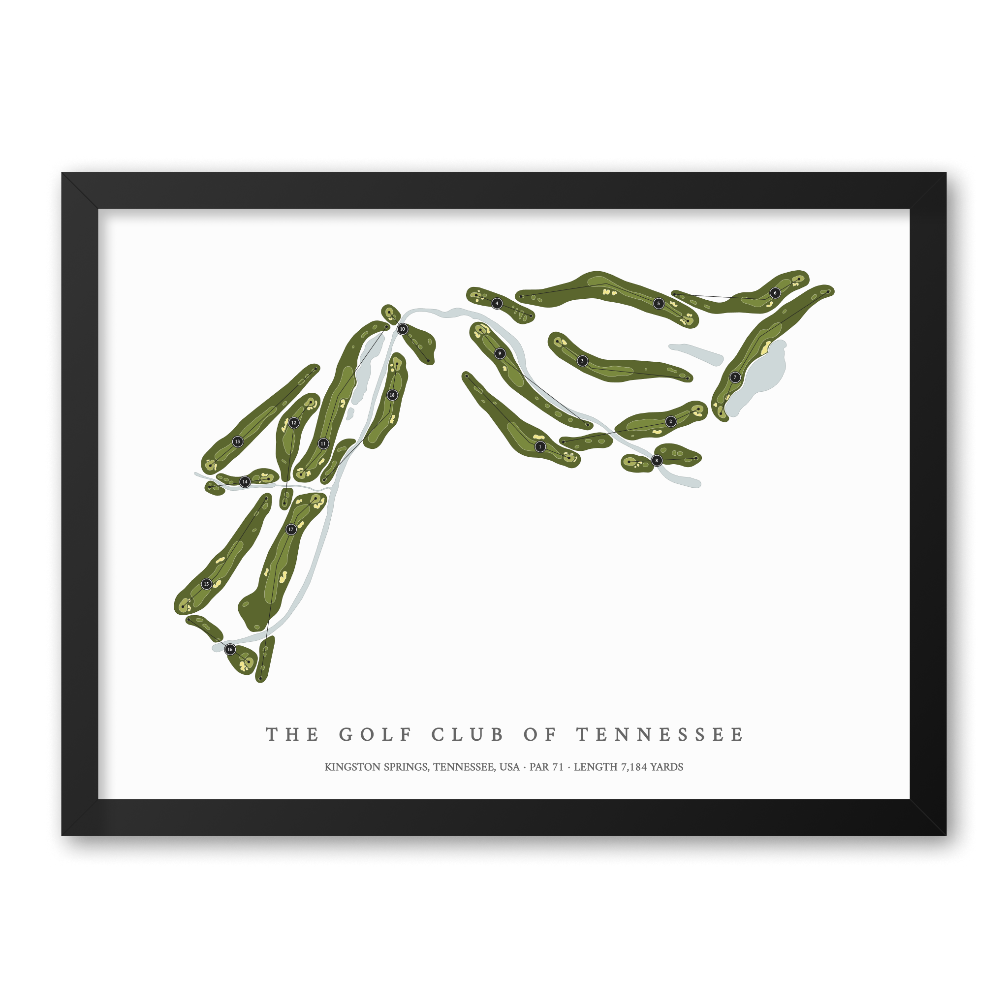 The Golf Club of Tennessee | Golf Course Map | Black Frame