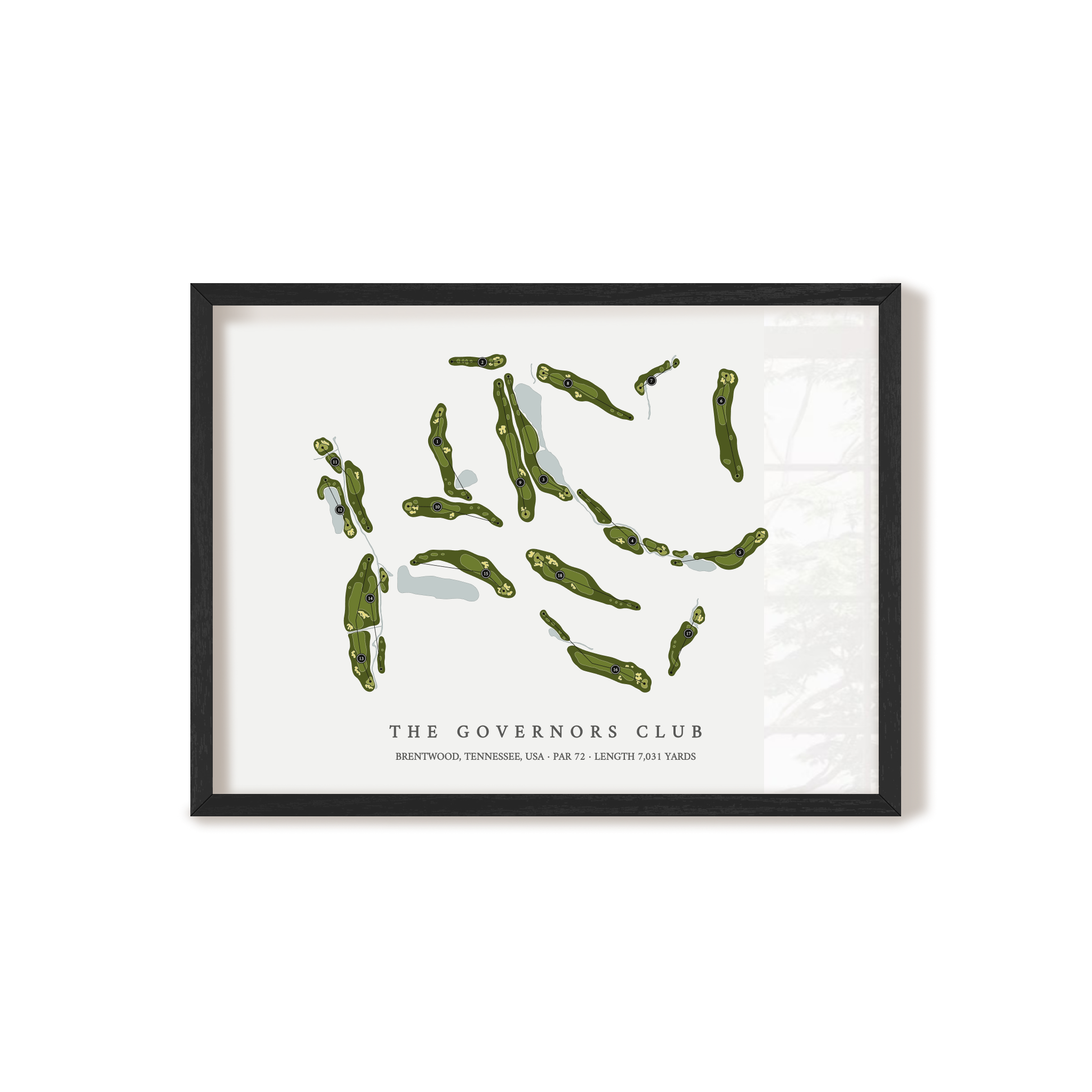 The Governors Club | Golf Course Map | Black Frame