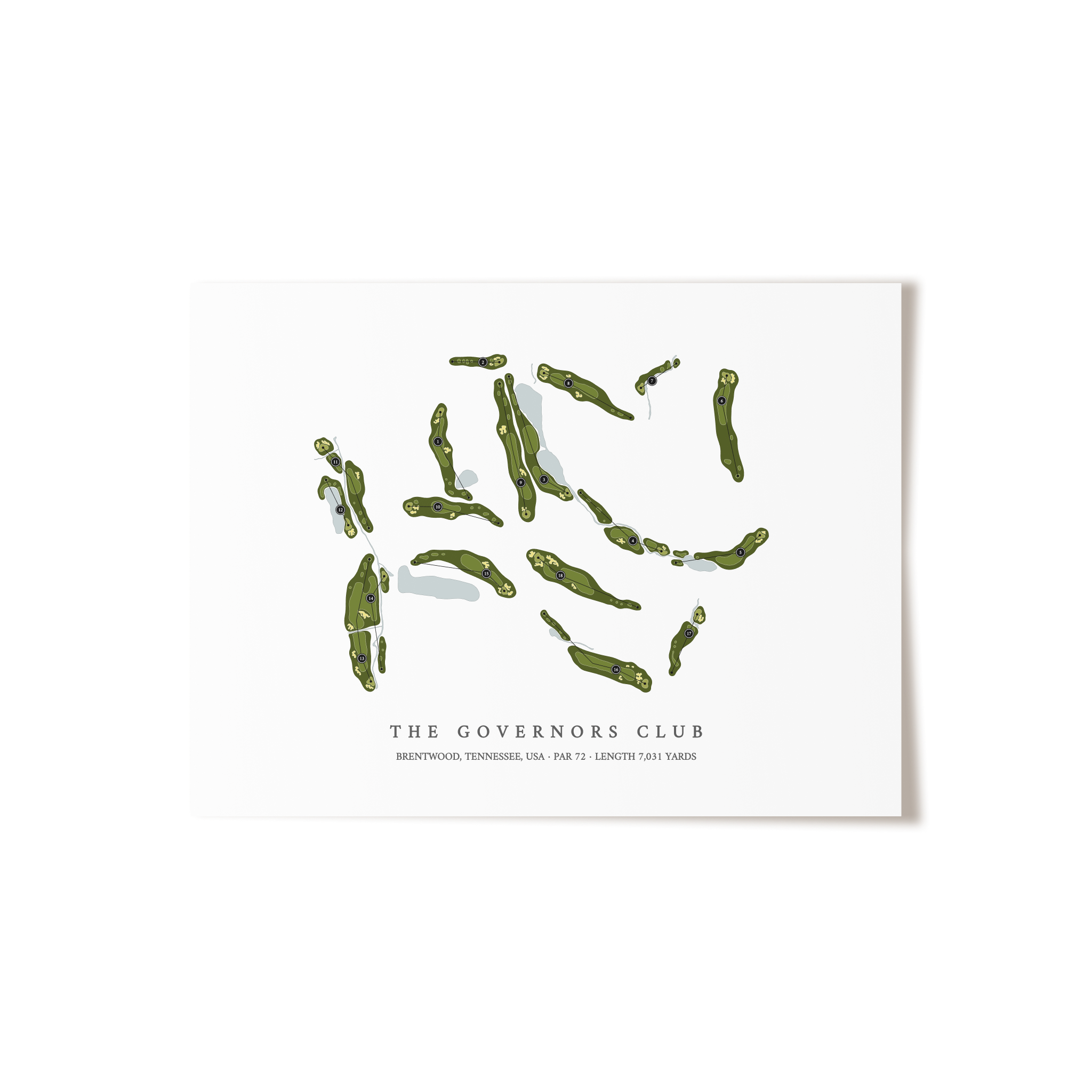 The Governors Club | Golf Course Map | Unframed