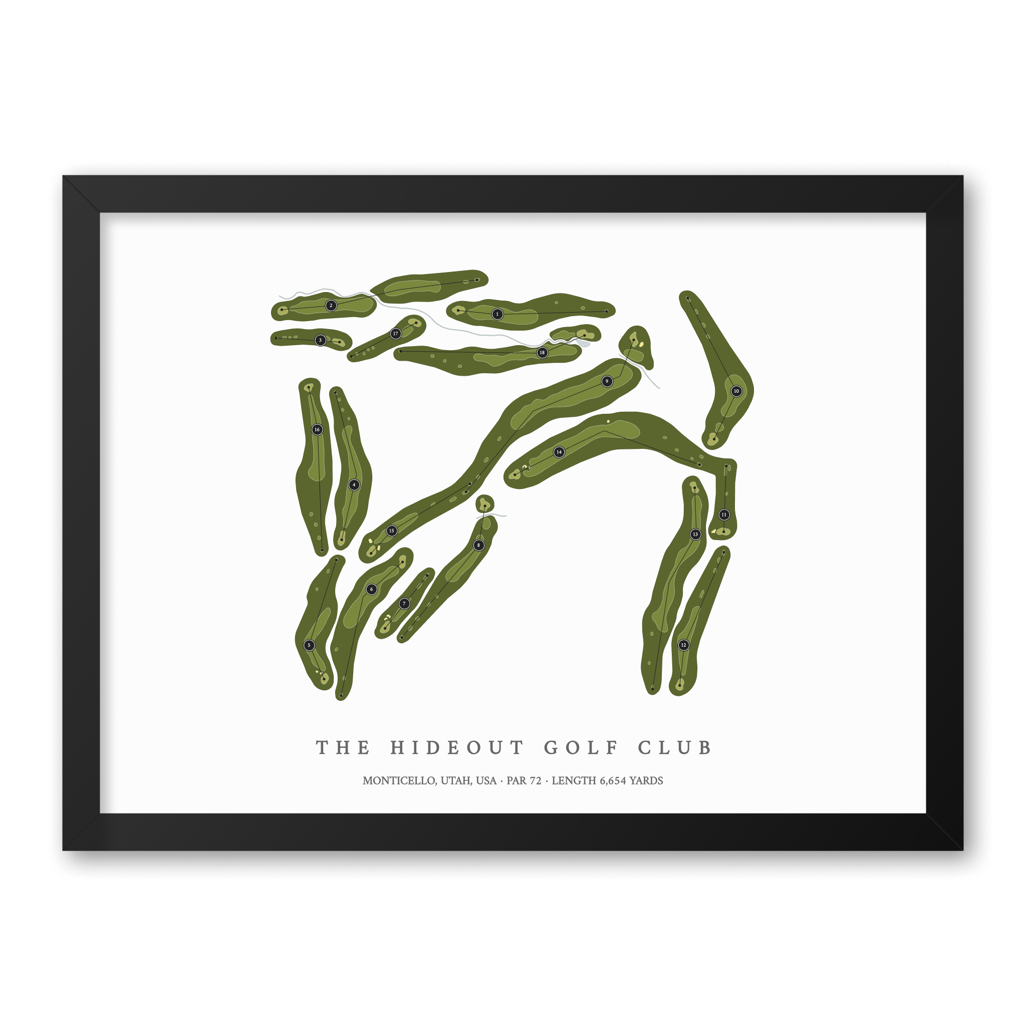 The Hideout Golf Club | Golf Course Map | Black Frame