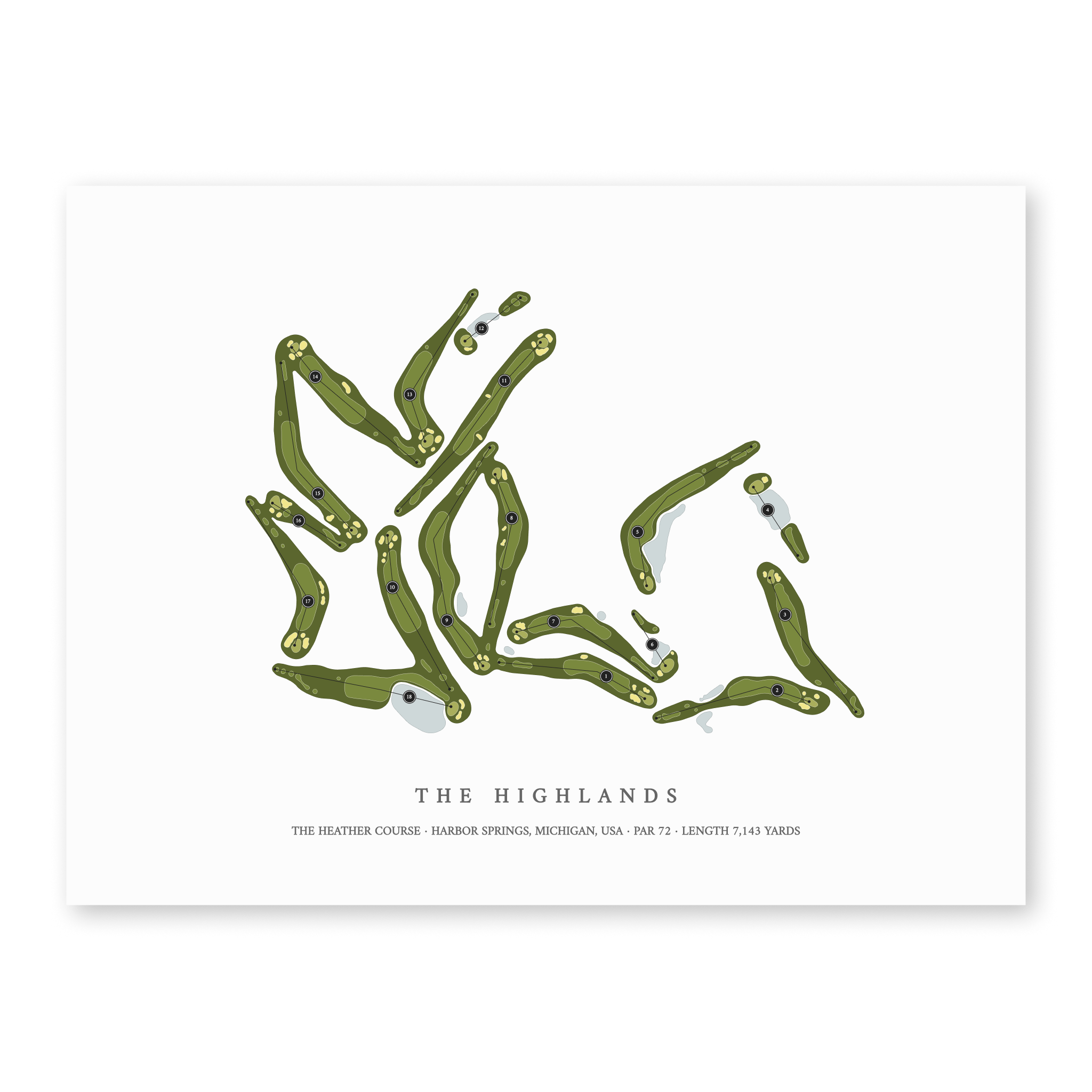 The Highlands - The Heather Course | Golf Course Map | Unframed